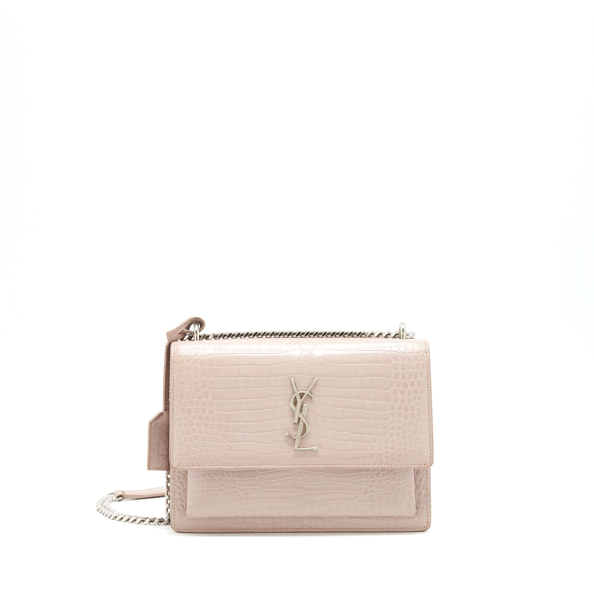 YSL Saint Laurent Saint Laurent Sunset Purse Crocodile Embossed Travel Pink Travel Bag