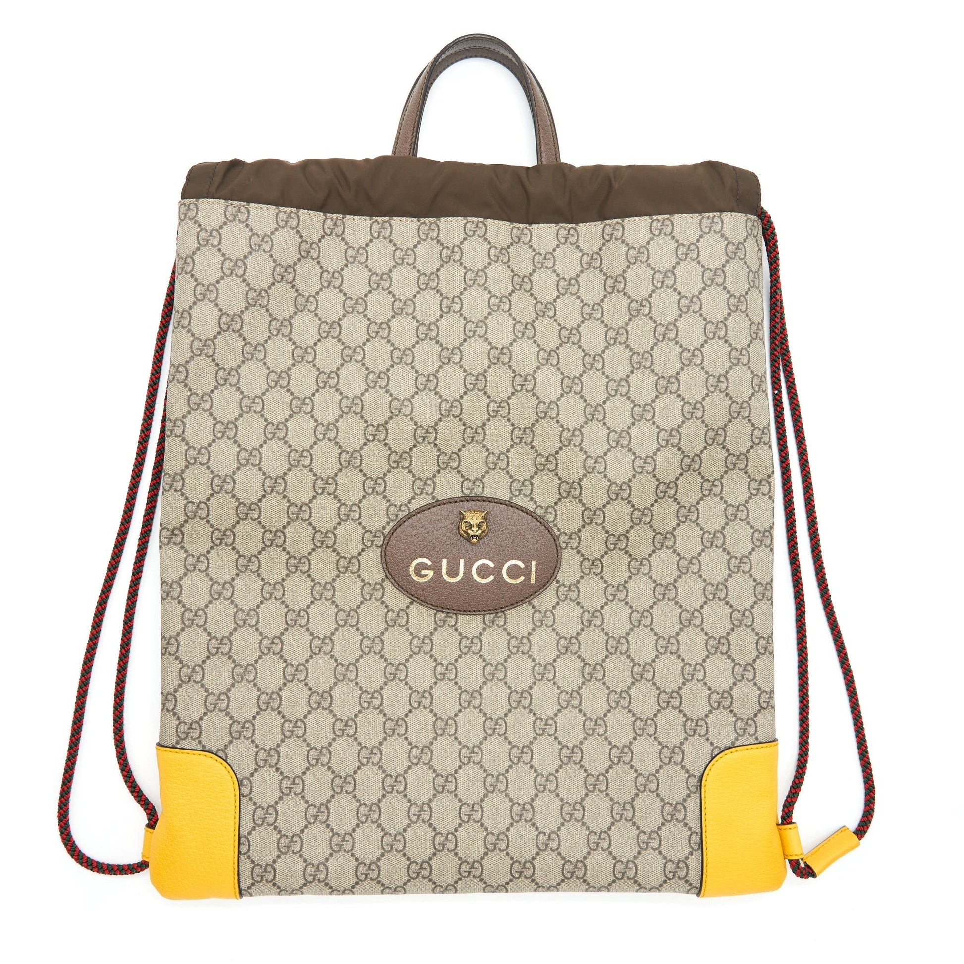 Gucci Drawstring Backpack Supreme Yellow Beige Jewelry
