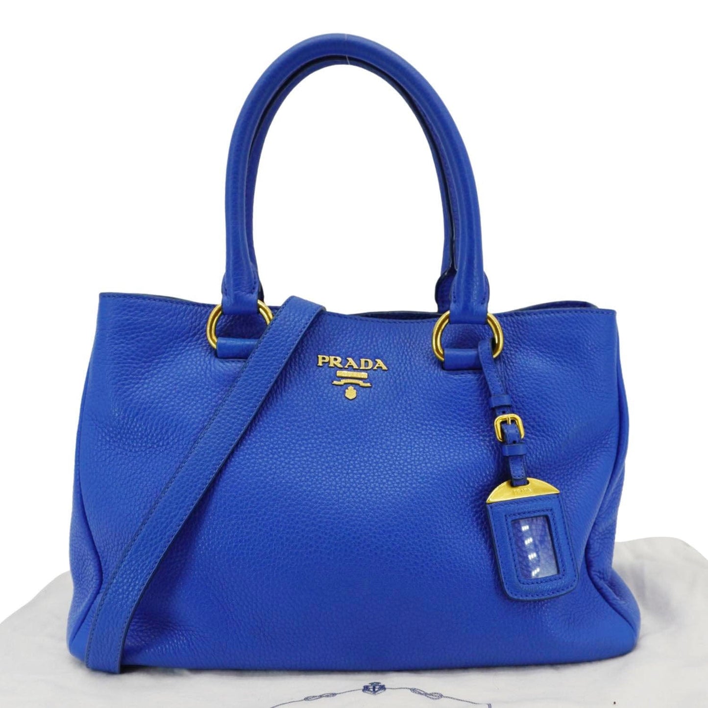 Vitello Daino Tote Shoulder Bag Leather Blue