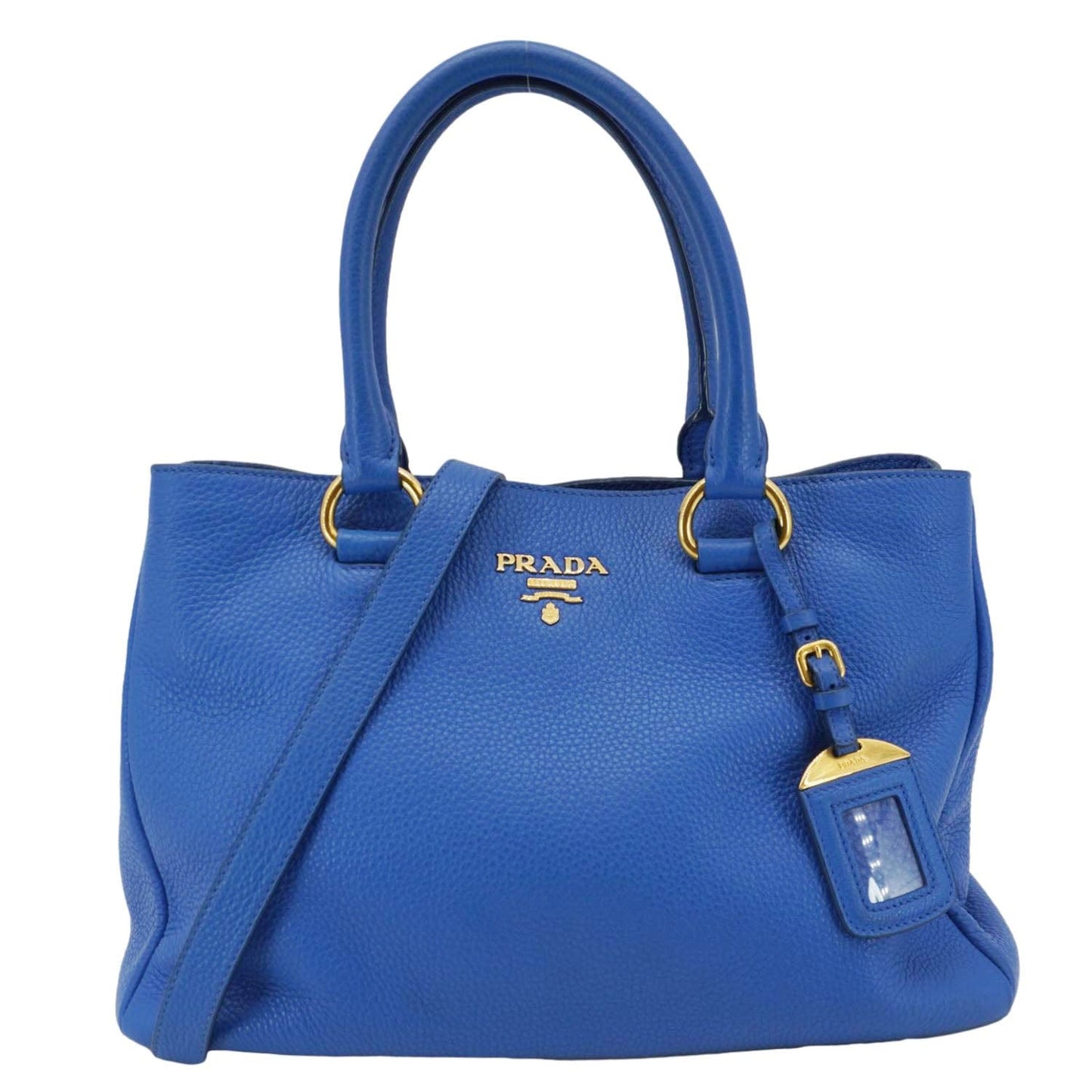 Vitello Daino Tote Shoulder Bag Leather Blue