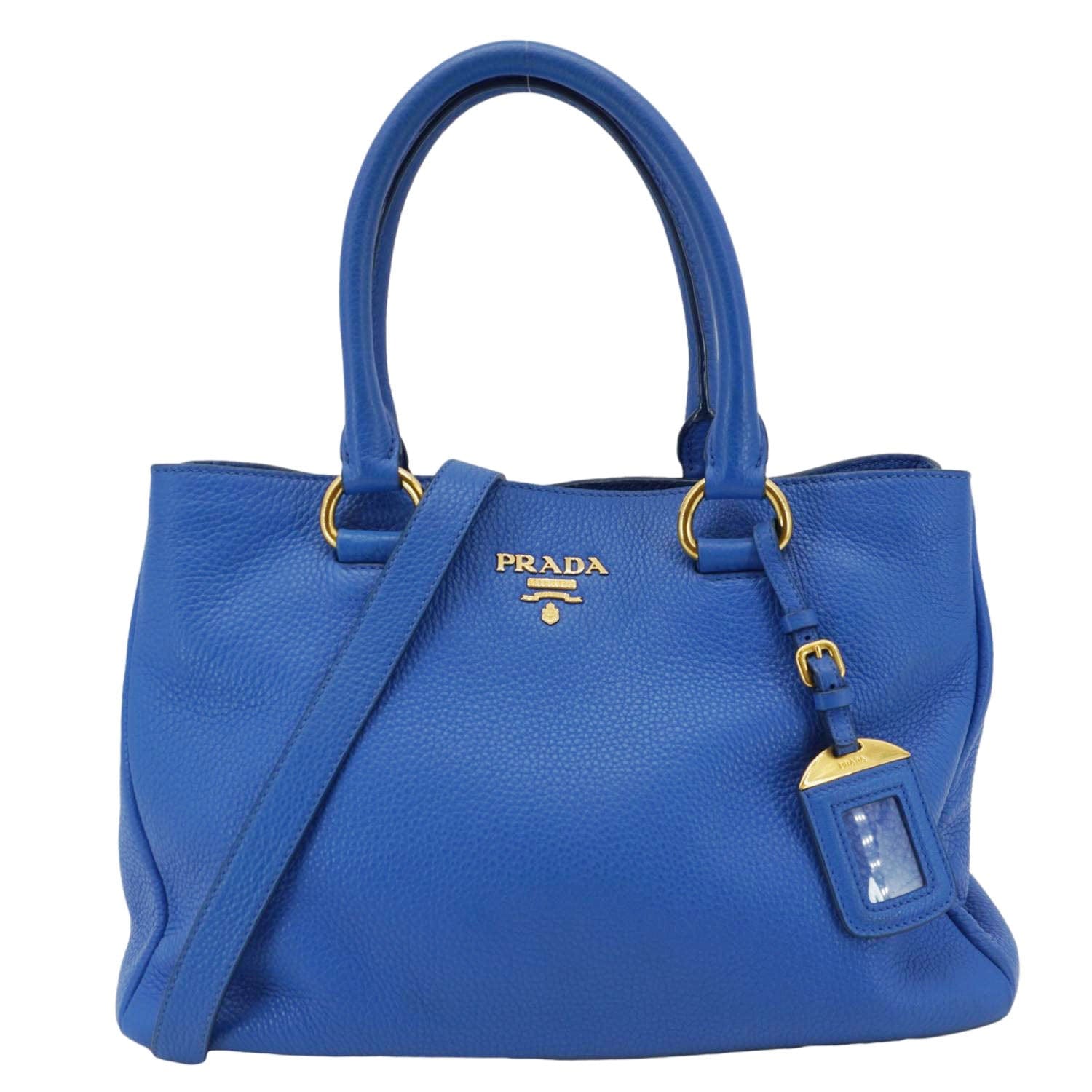 Vitello Daino Tote Shoulder Bag Leather Blue