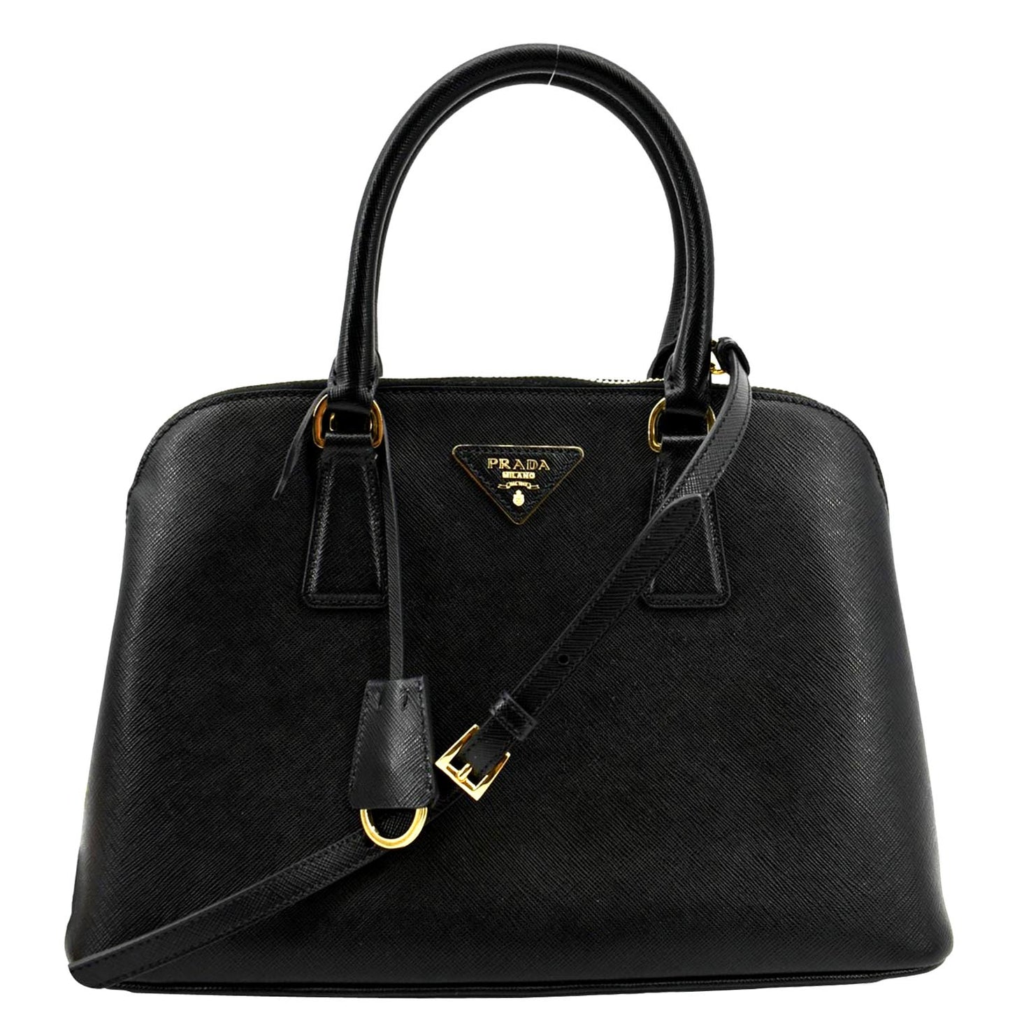 Prada Lux Promenade Shoulder Bag Leather Saffiano Black