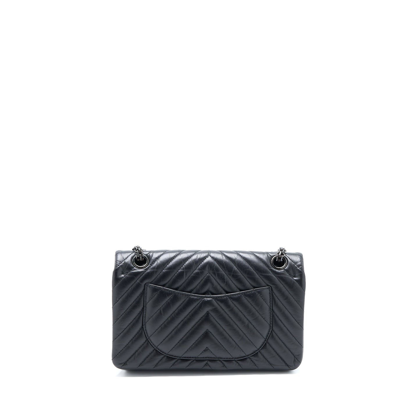 Chanel 2.55 Reissue Double Flap Chevron Aged Black Small Shoulder Bag