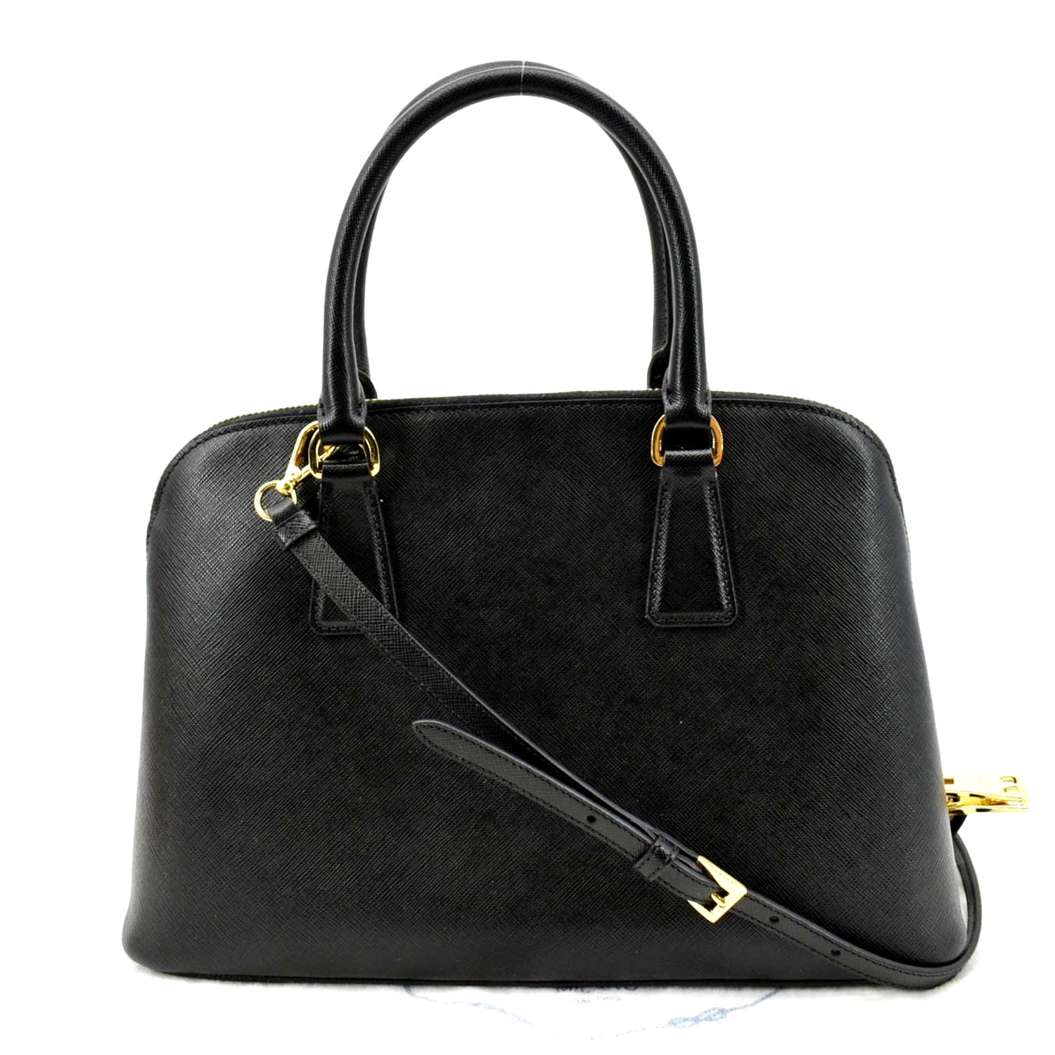 Prada Lux Promenade Shoulder Bag Leather Saffiano Black