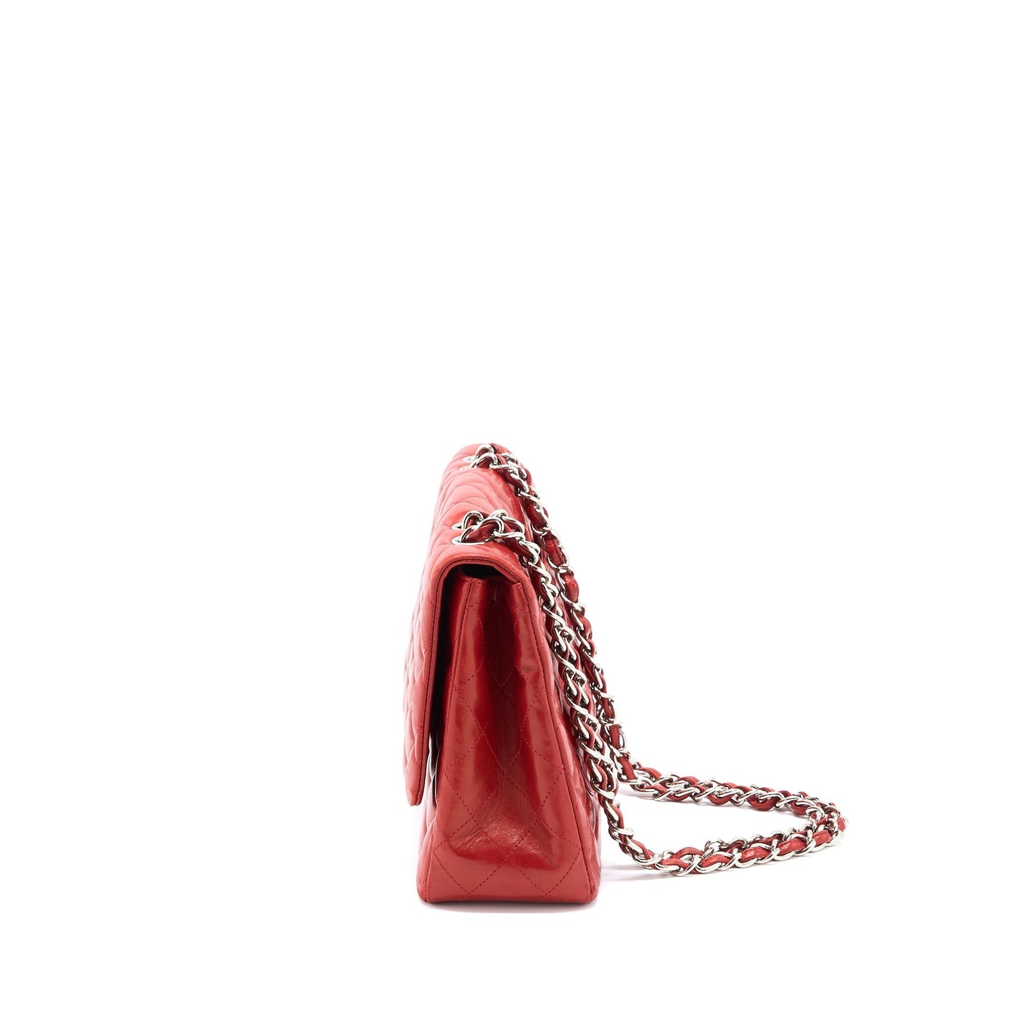 Chanel Classic Jumbo Single Flap Lambskin SHW Red Shoulder Bag