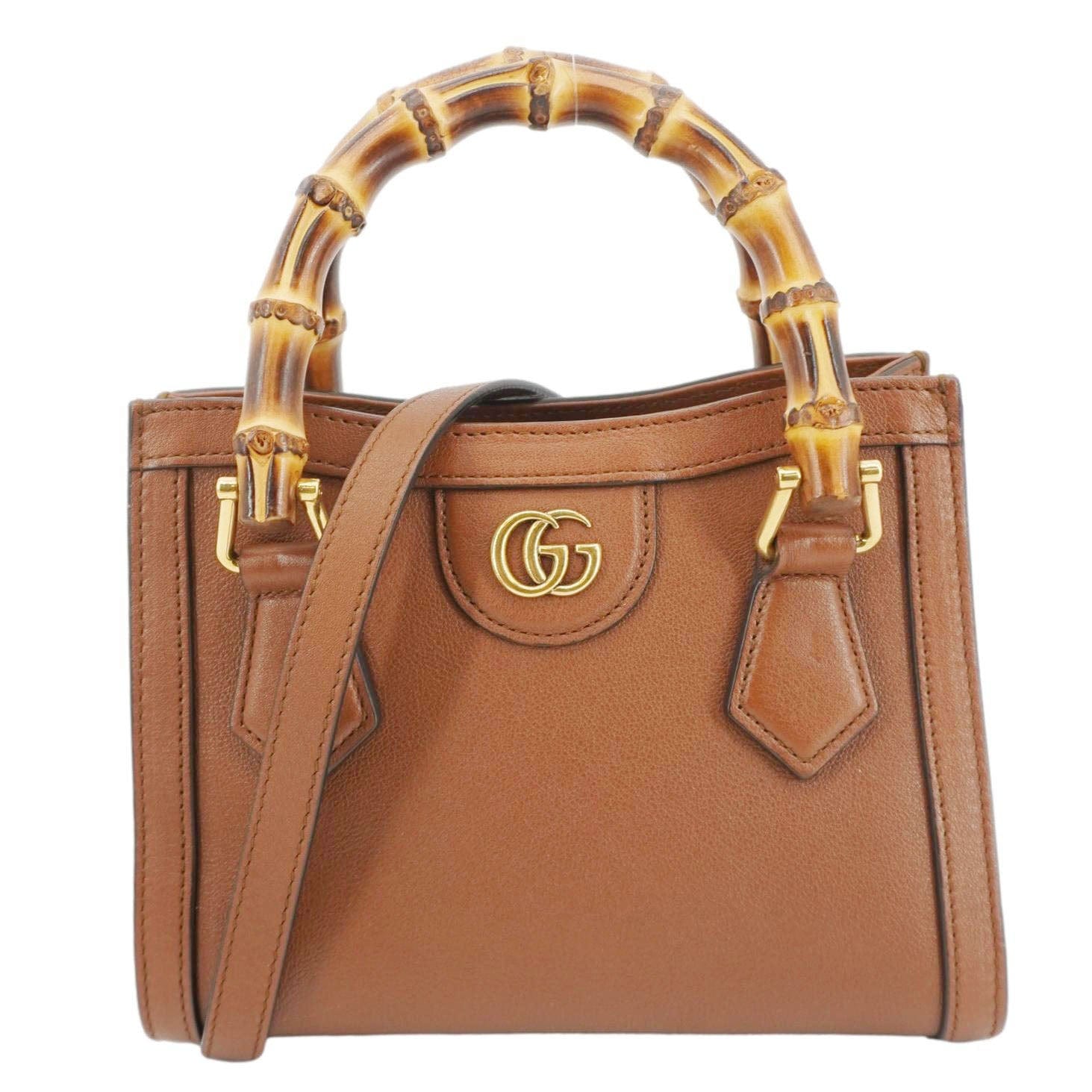 Gucci Diana Bamboo Tote Bag Leather Brown
