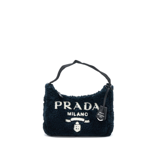 Prada Re Edition Terry Purse Handbag Black White Travel Bag