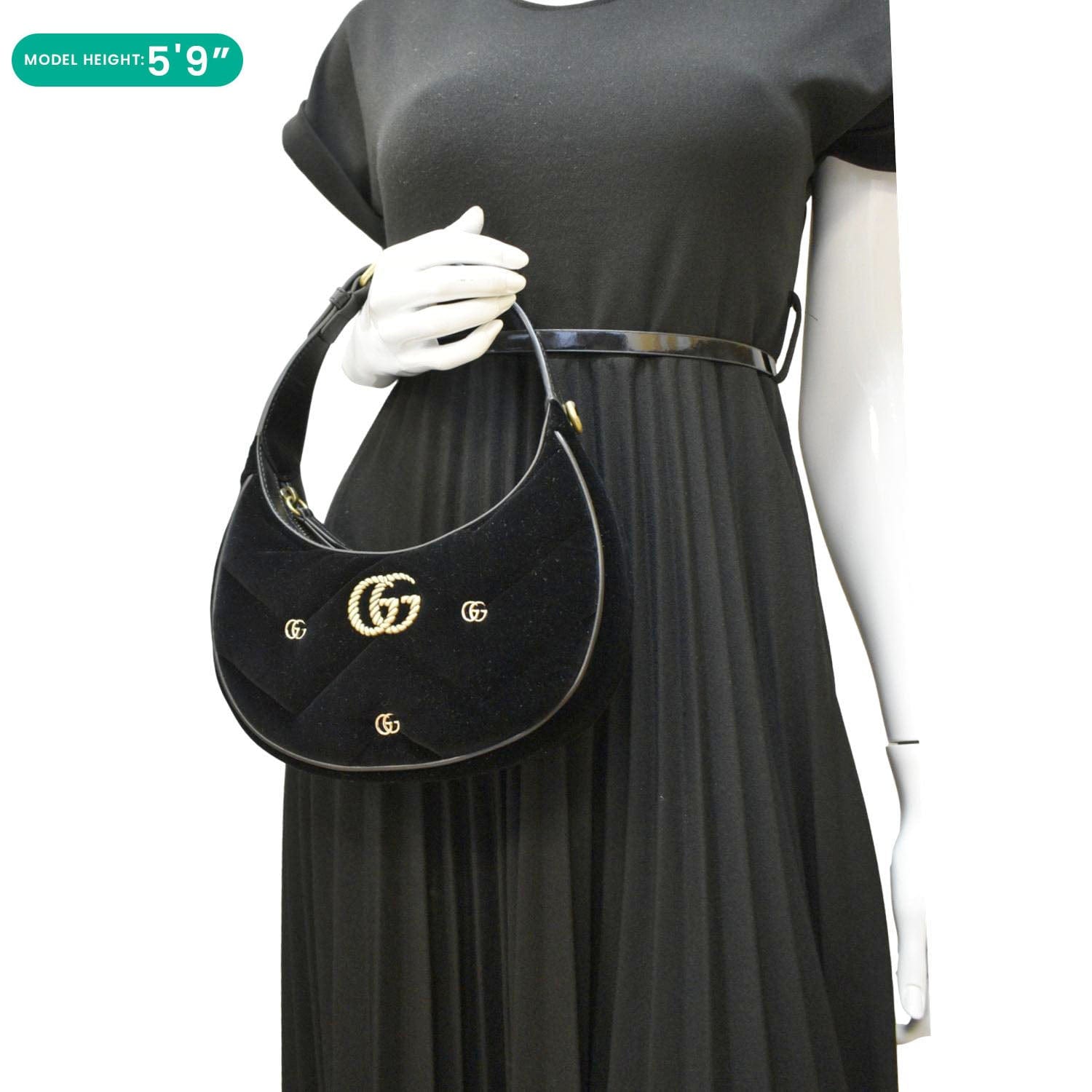 Gucci Marmont Half Moon Shoulder Bag Leather Black Moon 770983