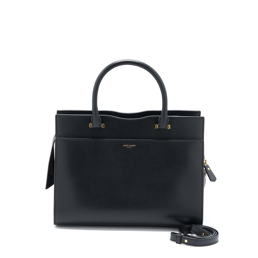 YSL Saint Laurent Uptown Tote Purse Calfskin Black Medium Tote Bag
