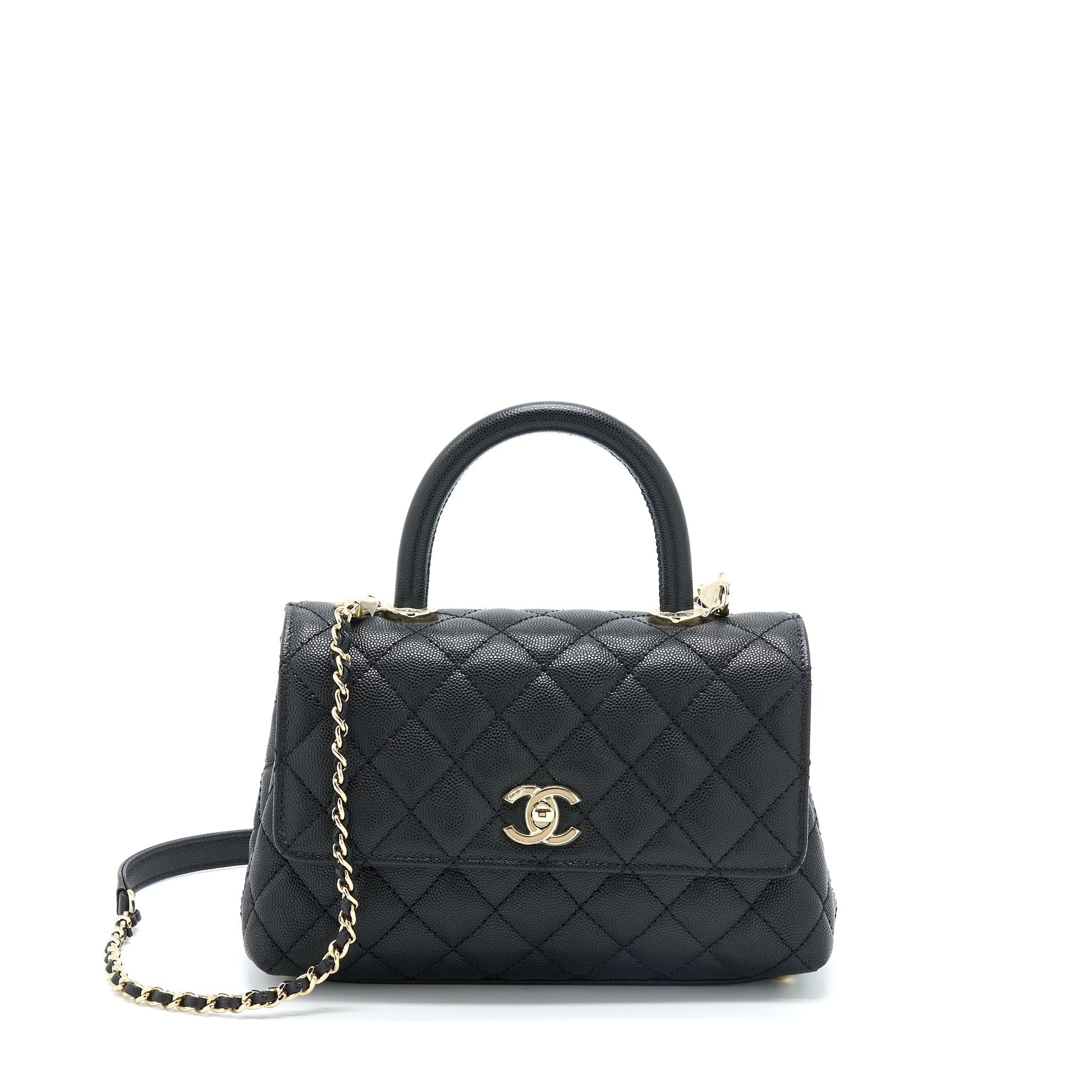 Chanel Coco Handle Caviar LGHW Microchip Black Small Handbag Microchip 2