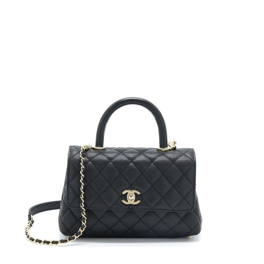 Chanel Coco Handle Caviar LGHW Microchip Black Small Handbag Microchip 2