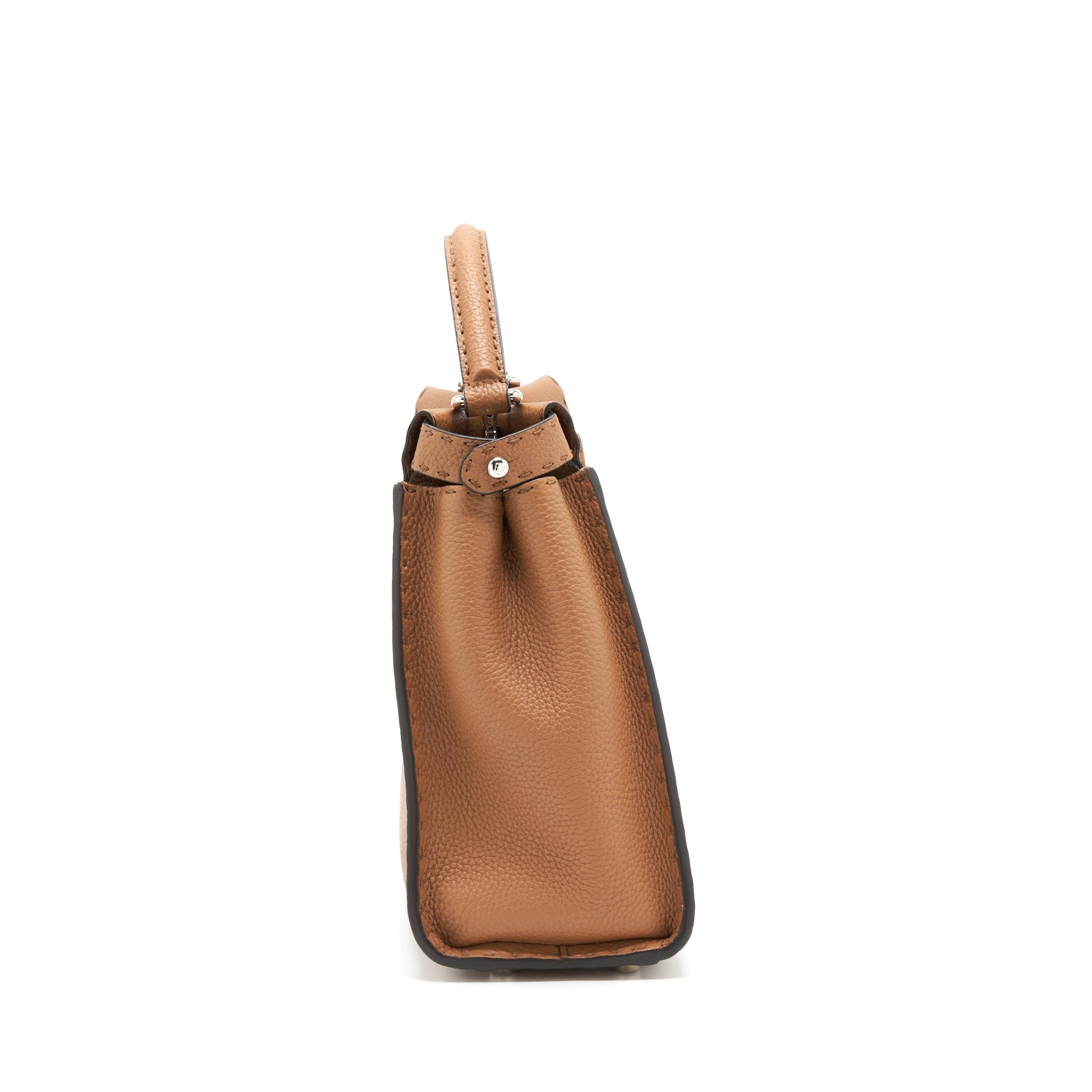 Fendi Peekaboo Tote Purse Grained Calfskin Caramel Medium Tote Bag Calfskin Caramel Shw