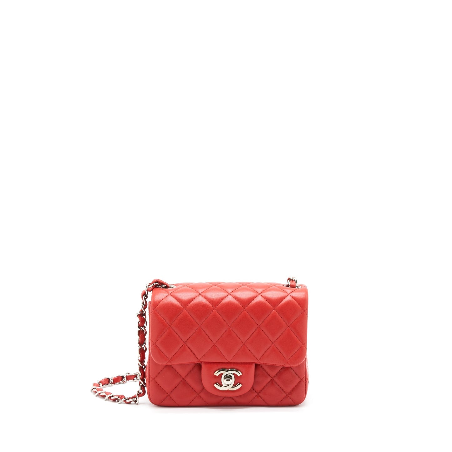 Chanel Square Flap Lambskin SHW Red Shoulder Bag