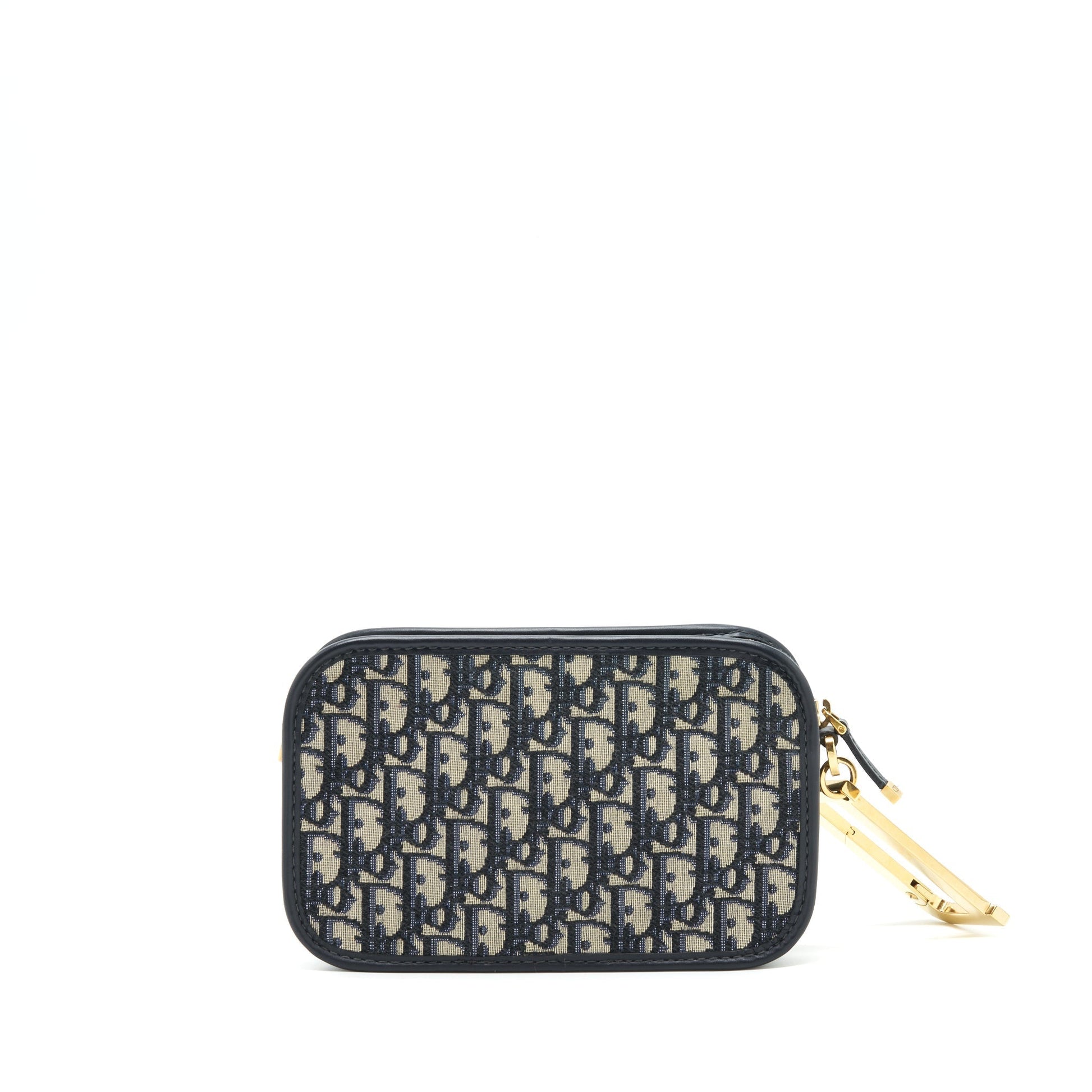 Dior quake Pouch Oblique Handbag Canvas Blue Travel Bag