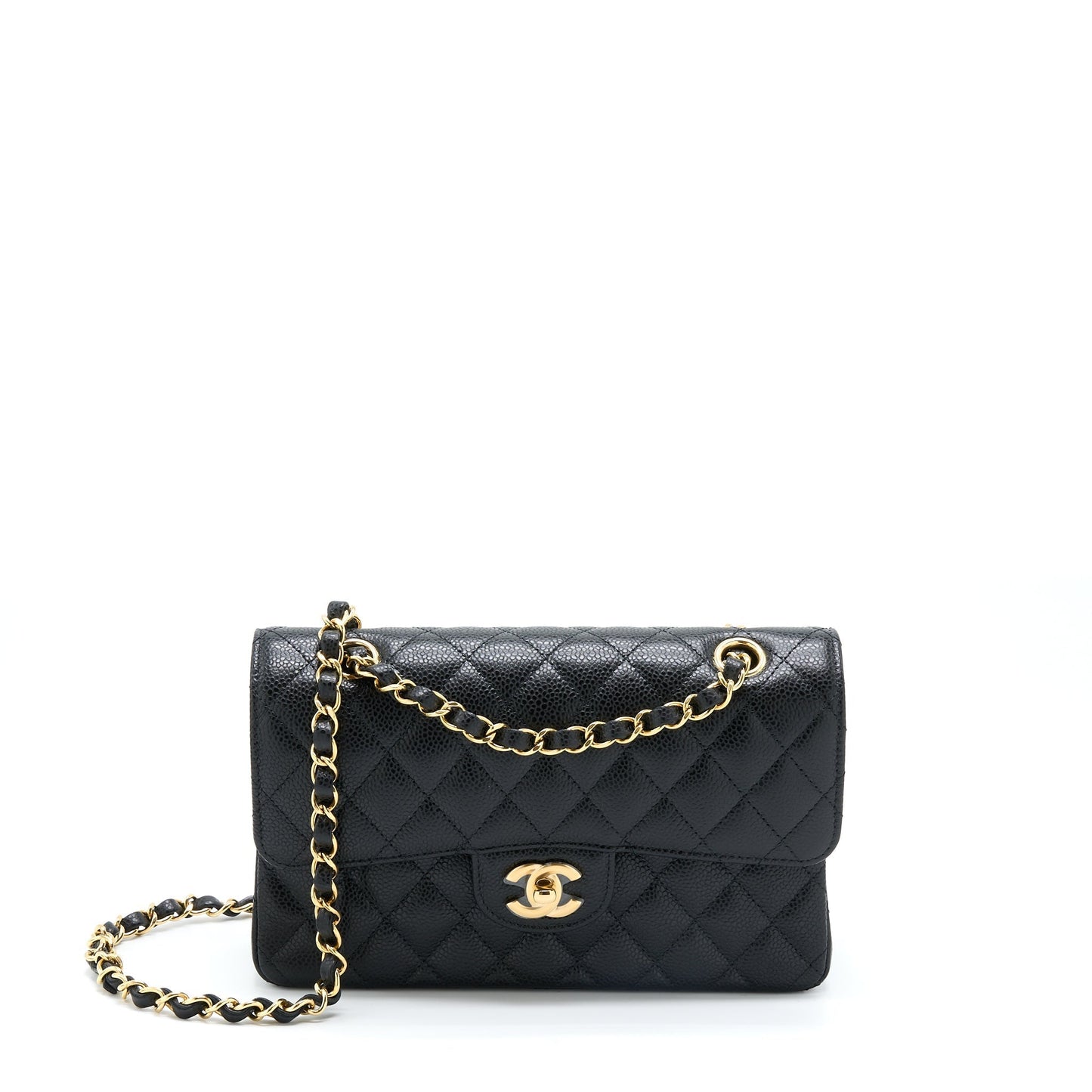 Chanel Classic Double Flap Caviar GHW Microchip Black Small Shoulder Bag Microchip 3