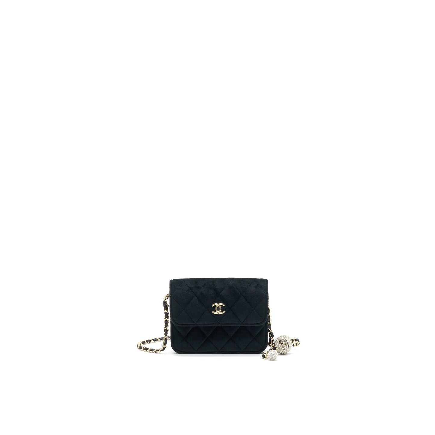 Chanel Velvet Pearl Crush Belt LGHW Black