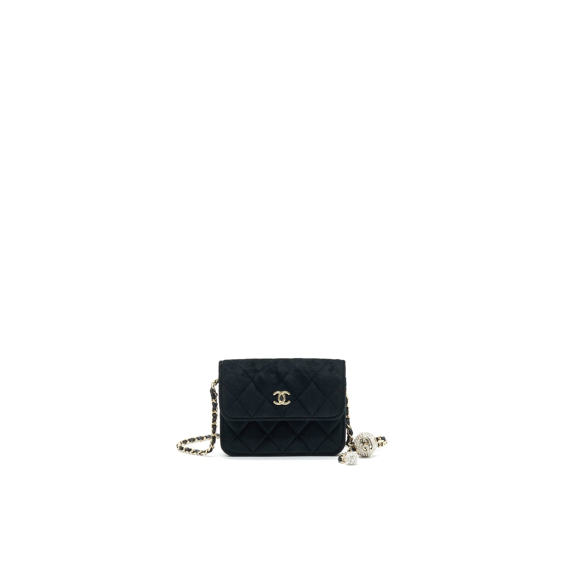 Chanel Velvet Pearl Crush Belt LGHW Black