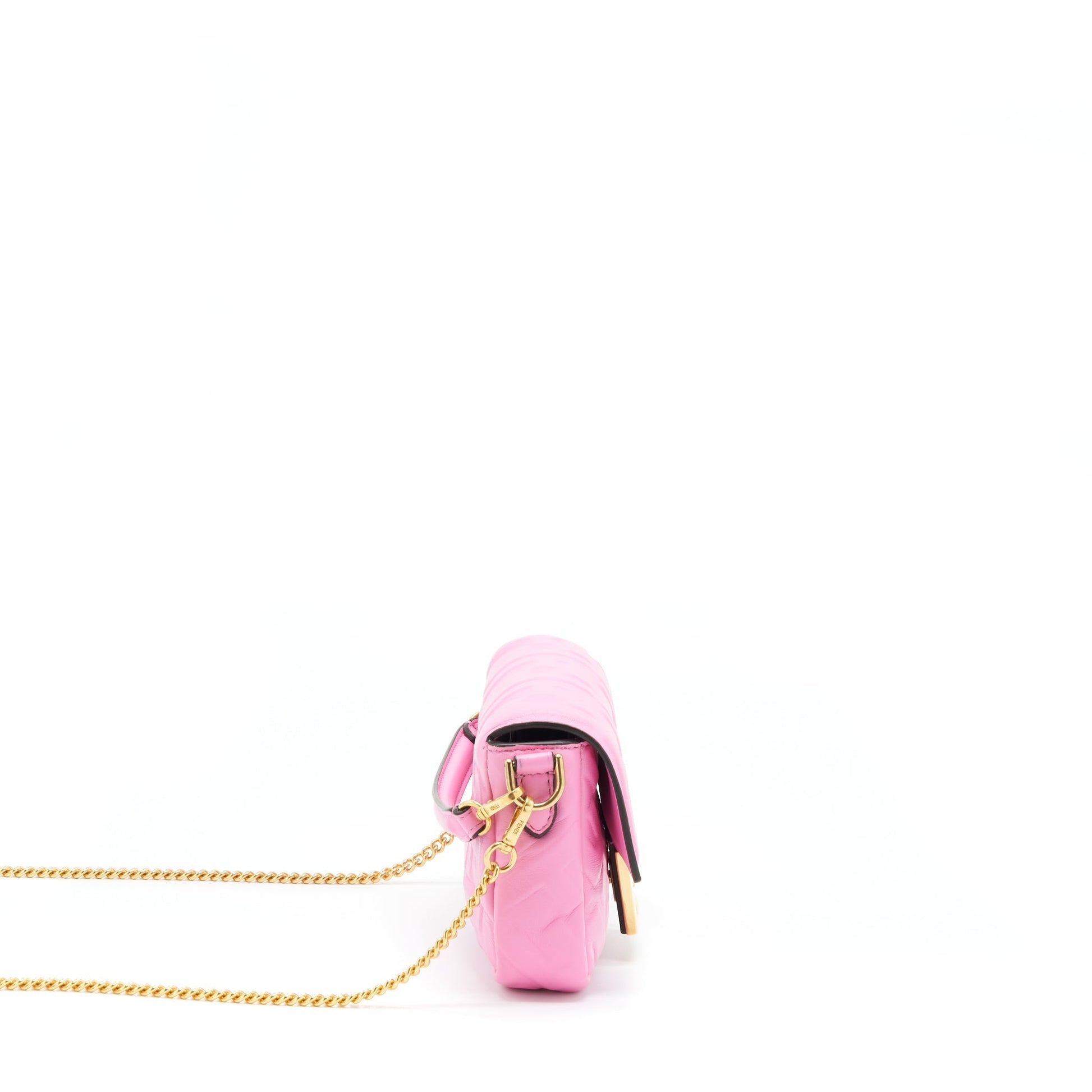 Fendi Baguette Handbag Lambskin Pink Mini Shoulder Bag