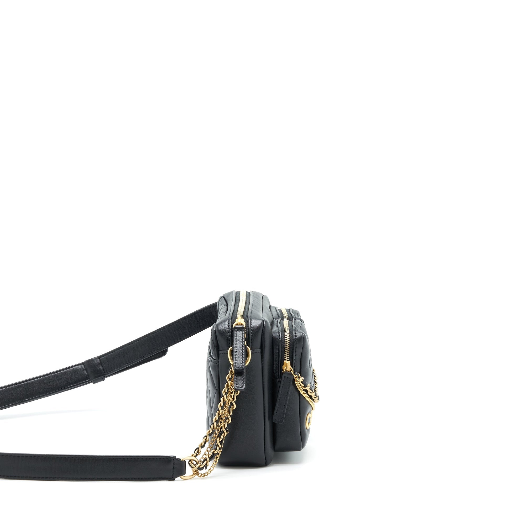 Chanel 22C Camera Calfskin GHW Microchip Black Crossbody Bag