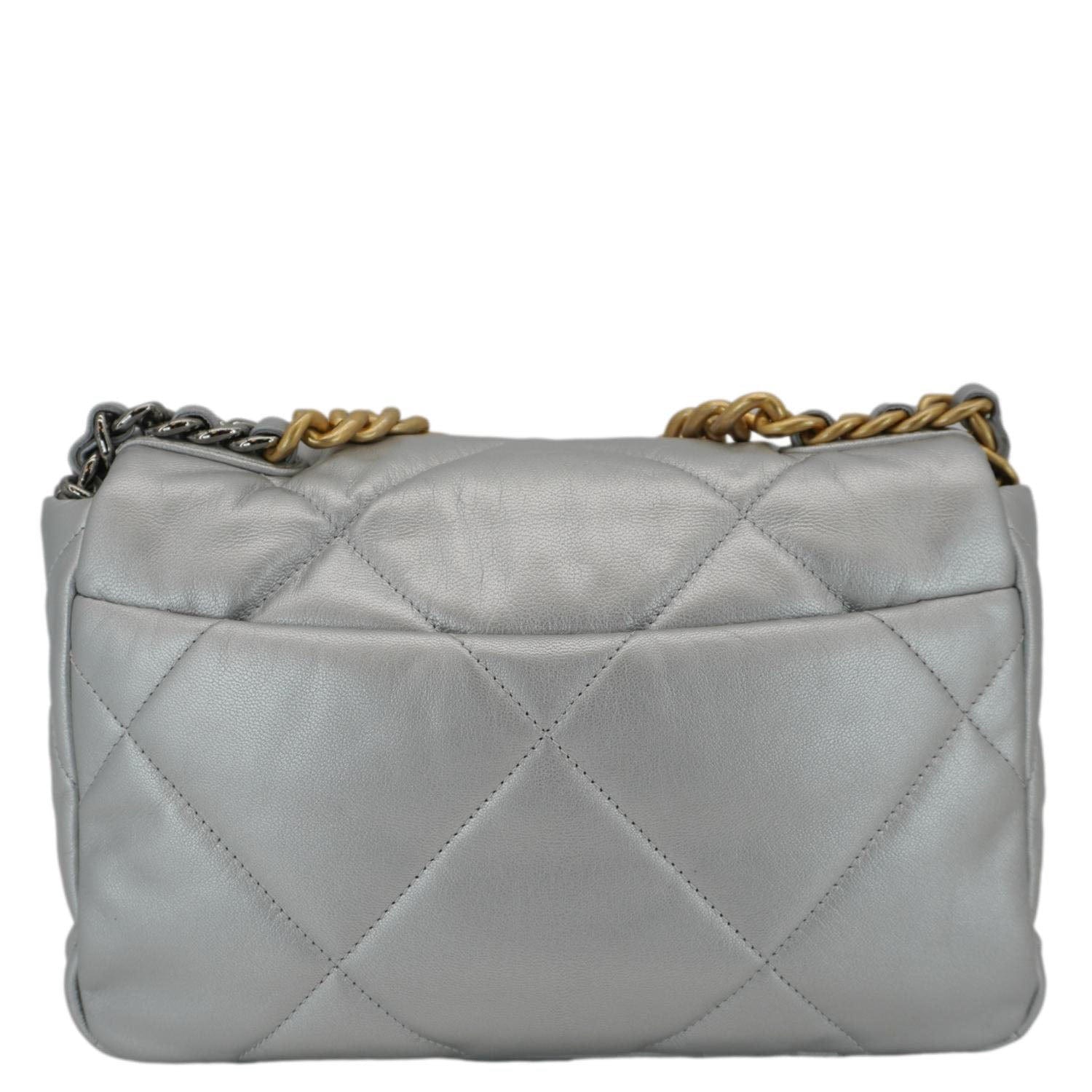 Louis Vuitton CHANEL 19 Flap Quilted Leather Silver Travel Bag Bag Silver