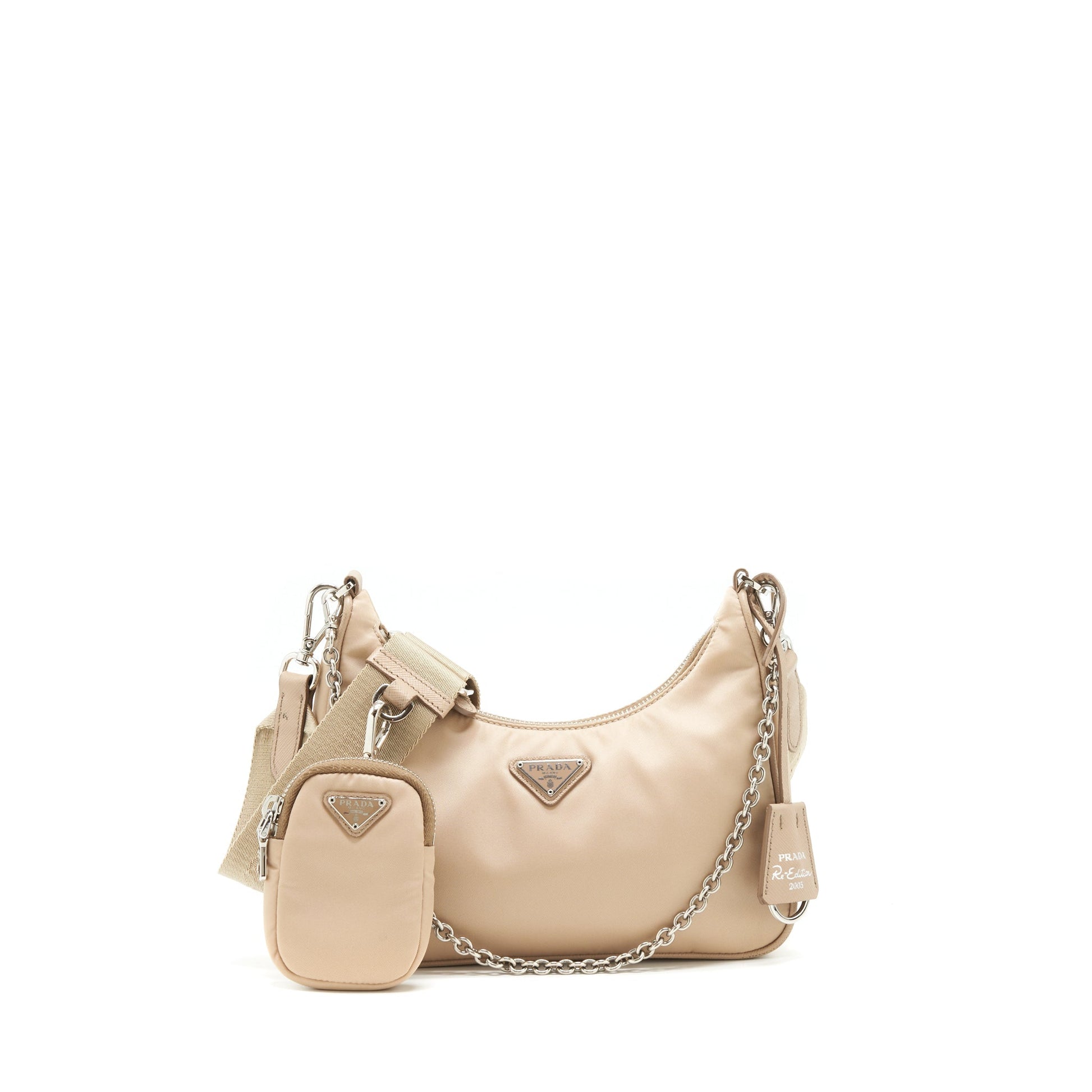 Prada Re Edition Purse Light Handbag Nylon Beige Travel Bag