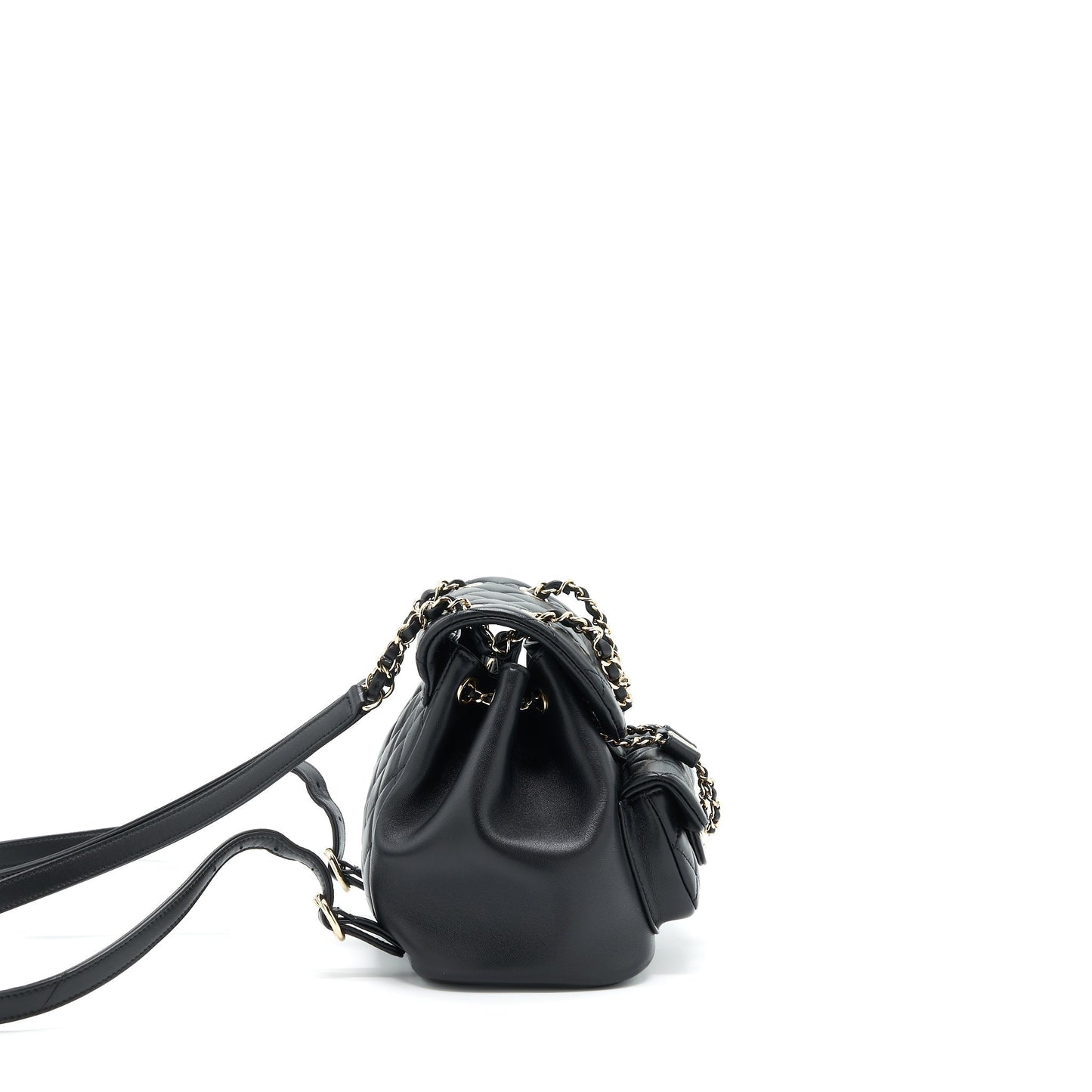 Chanel Duma Backpack Lambskin LGHW Microchip Black Black Lghwmicrochip