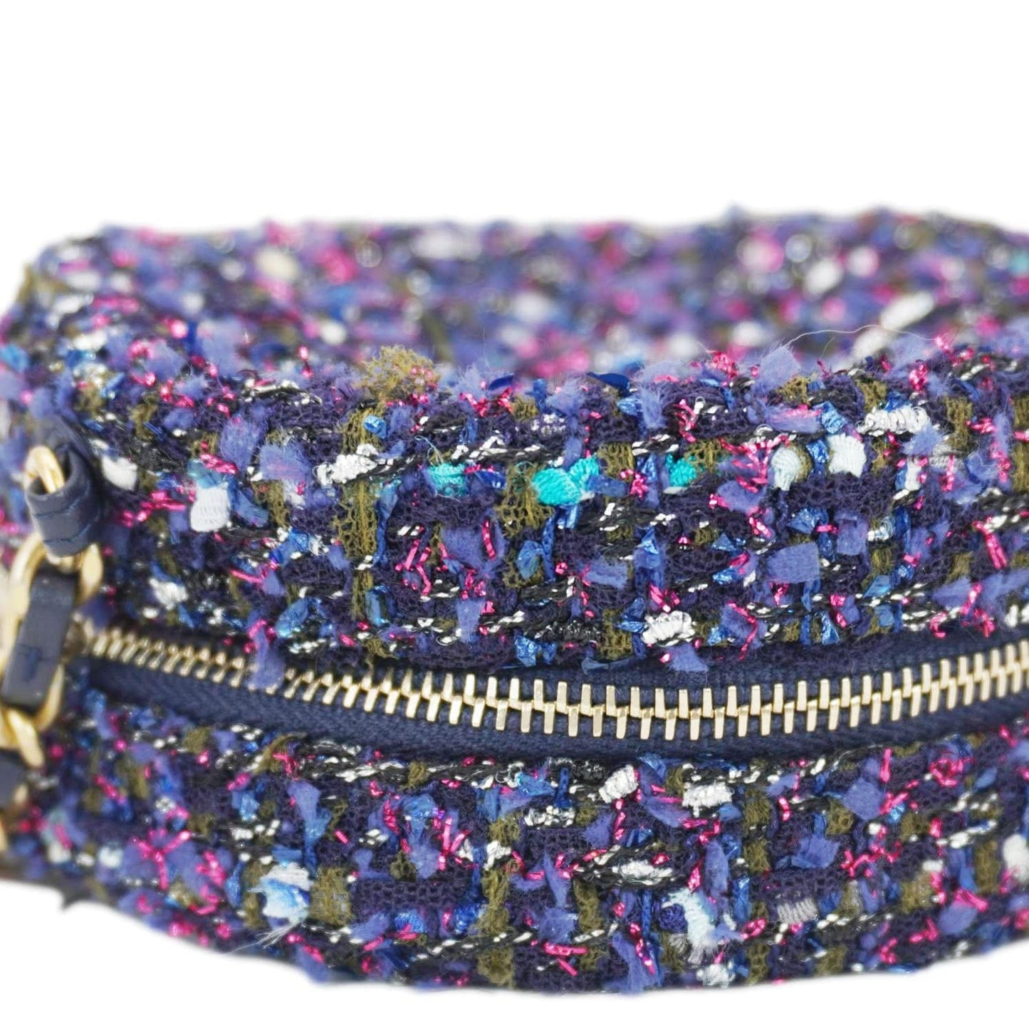 Chanel Round Tweed Blue Gold Travel Bag