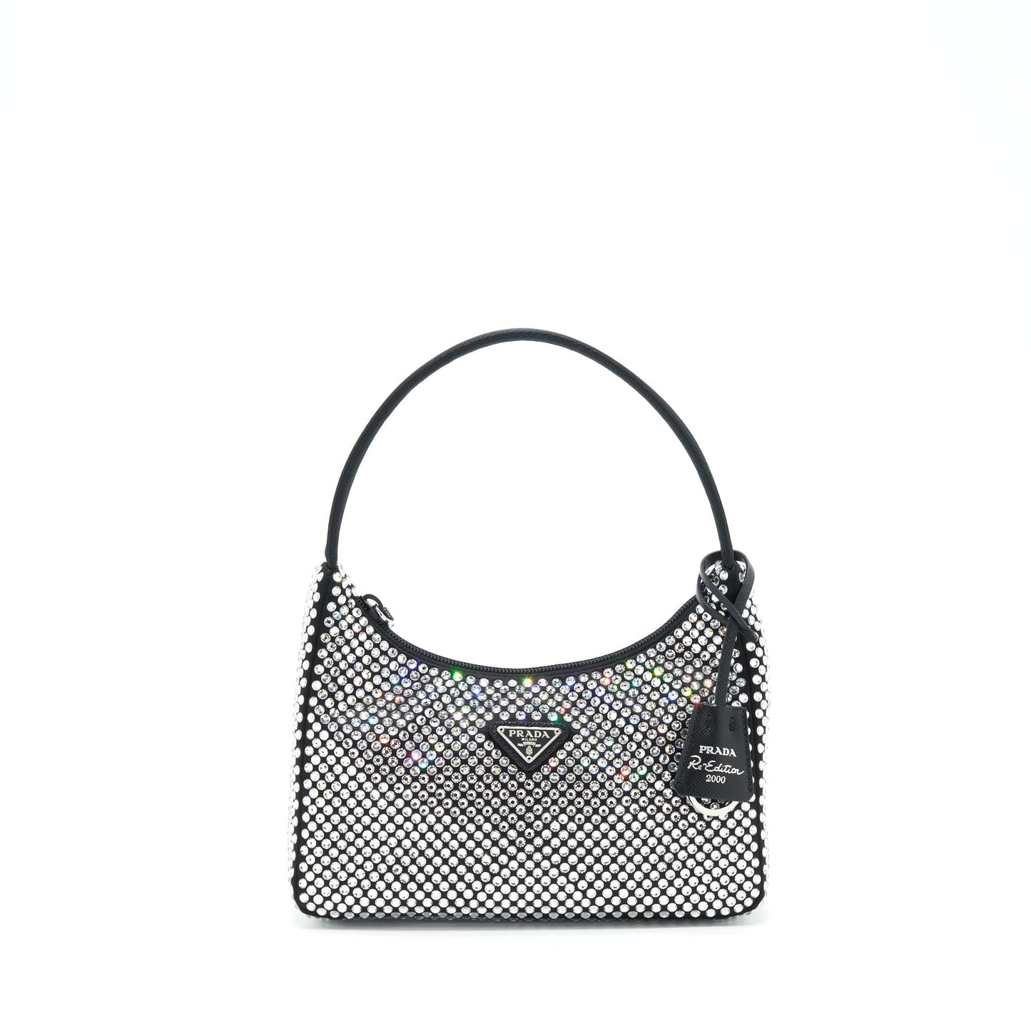 Prada Re Edition Crystal Hobo Purse Handbag Leather Nylon Travel Bag
