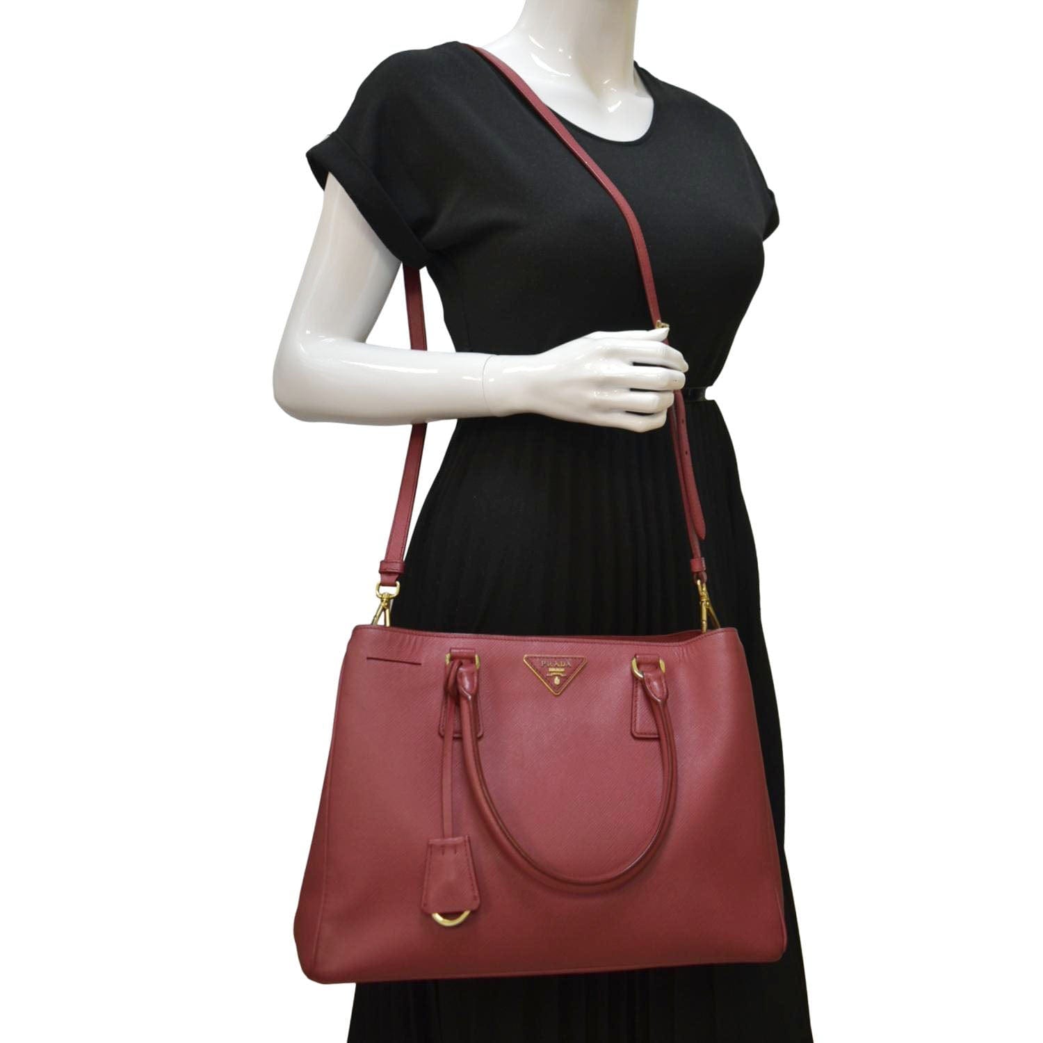 Lux Saffiano Top Handle Satchel Bag Leather Red Travel Bag