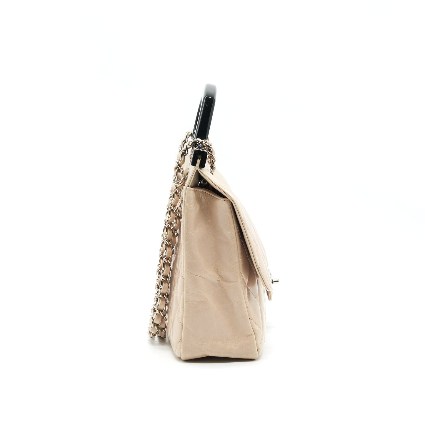 Chanel Top Handle Flap serial20 Black Beige Shoulder Bag