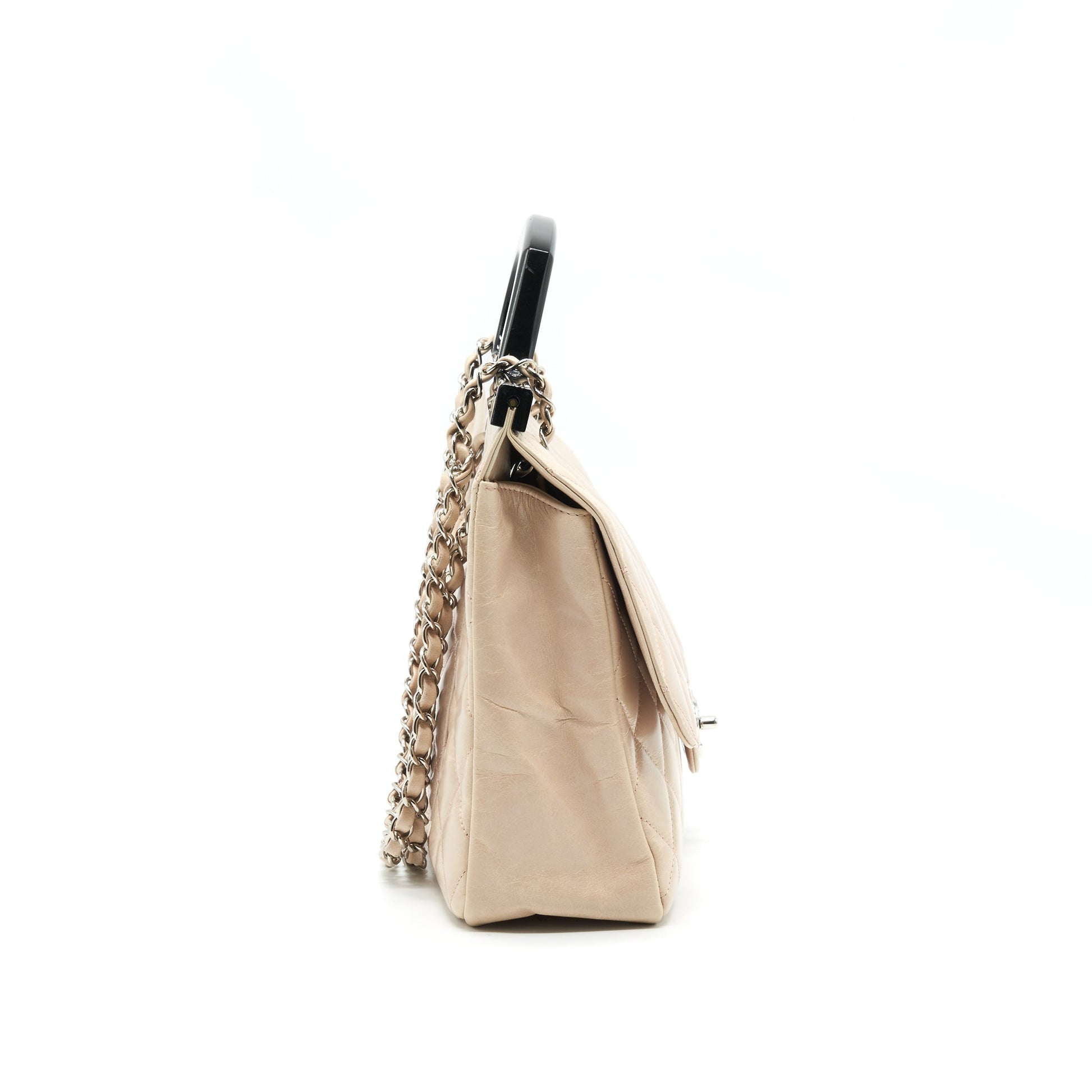 Chanel Top Handle Flap serial20 Black Beige Shoulder Bag