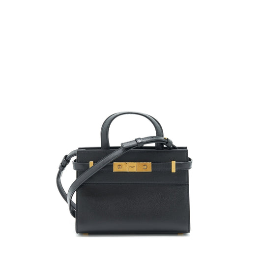 YSL Saint Laurent Manhattan Nano Shopping Purse Calfskin Travel Bag Black