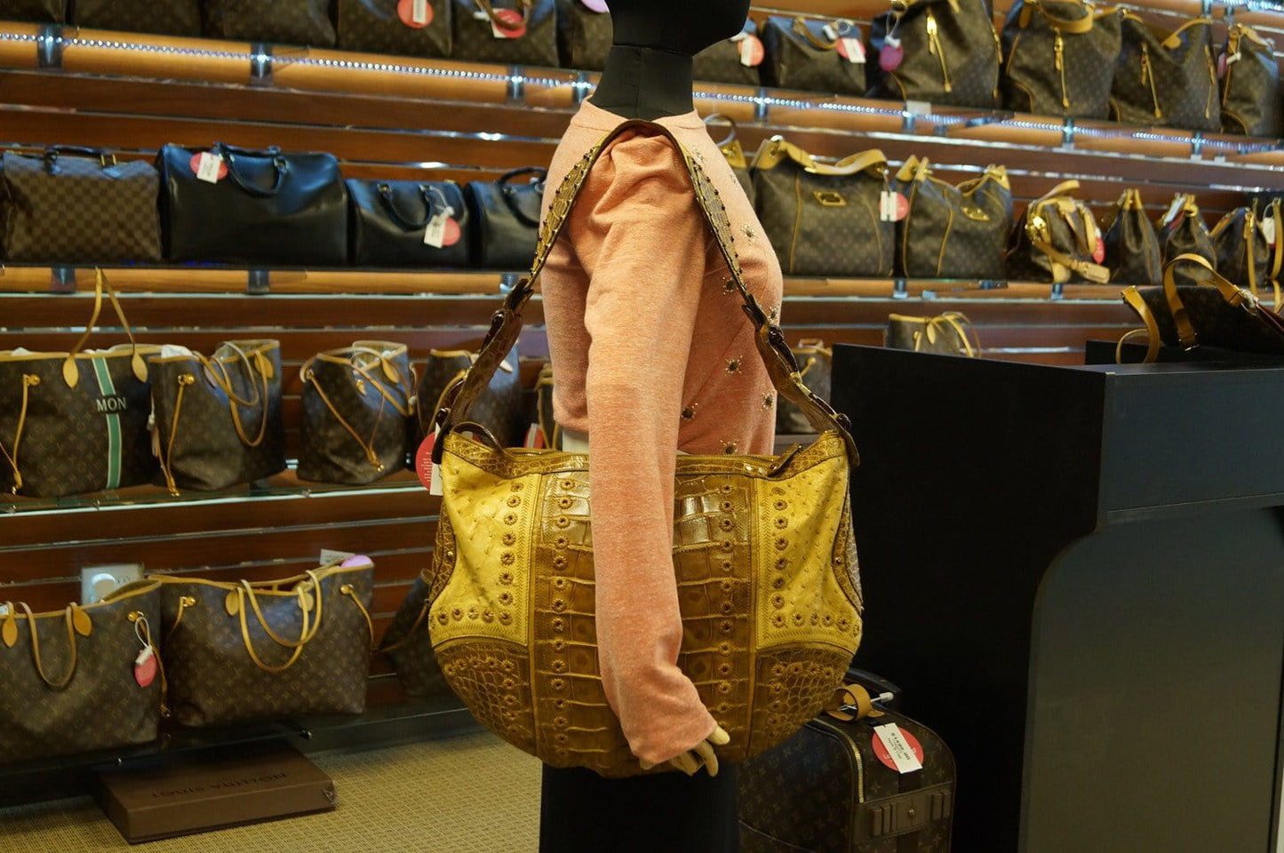 Gucci Crocodile And Ostrich Patchwork Limited Edition Bag Shoulder Bag