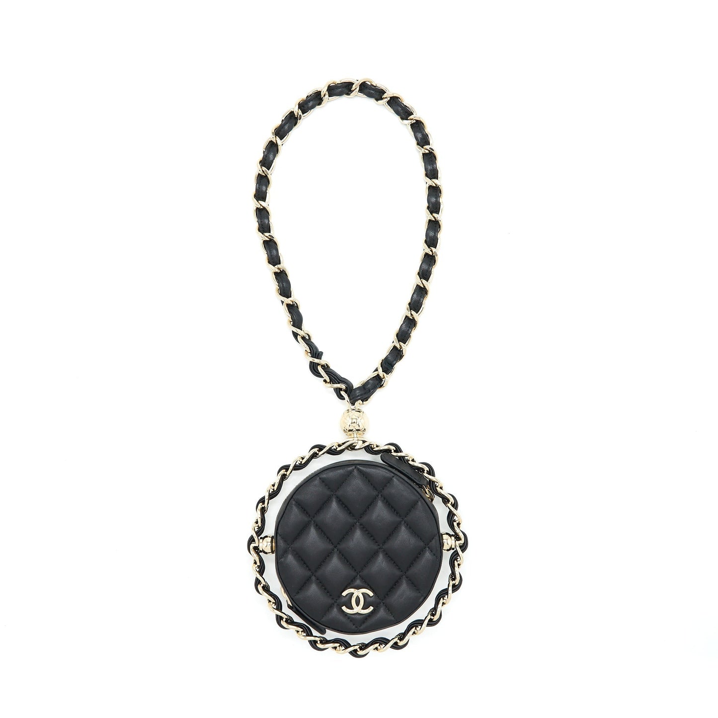 Chanel Round Lambskin LGHW Black Clutch Bag Lghw 1