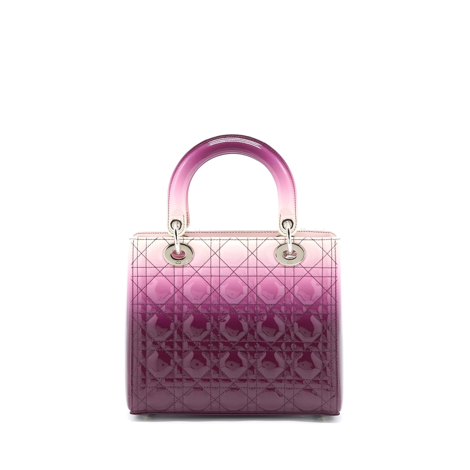 Dior Lady Patent Purple Handbag White Medium Travel Bag