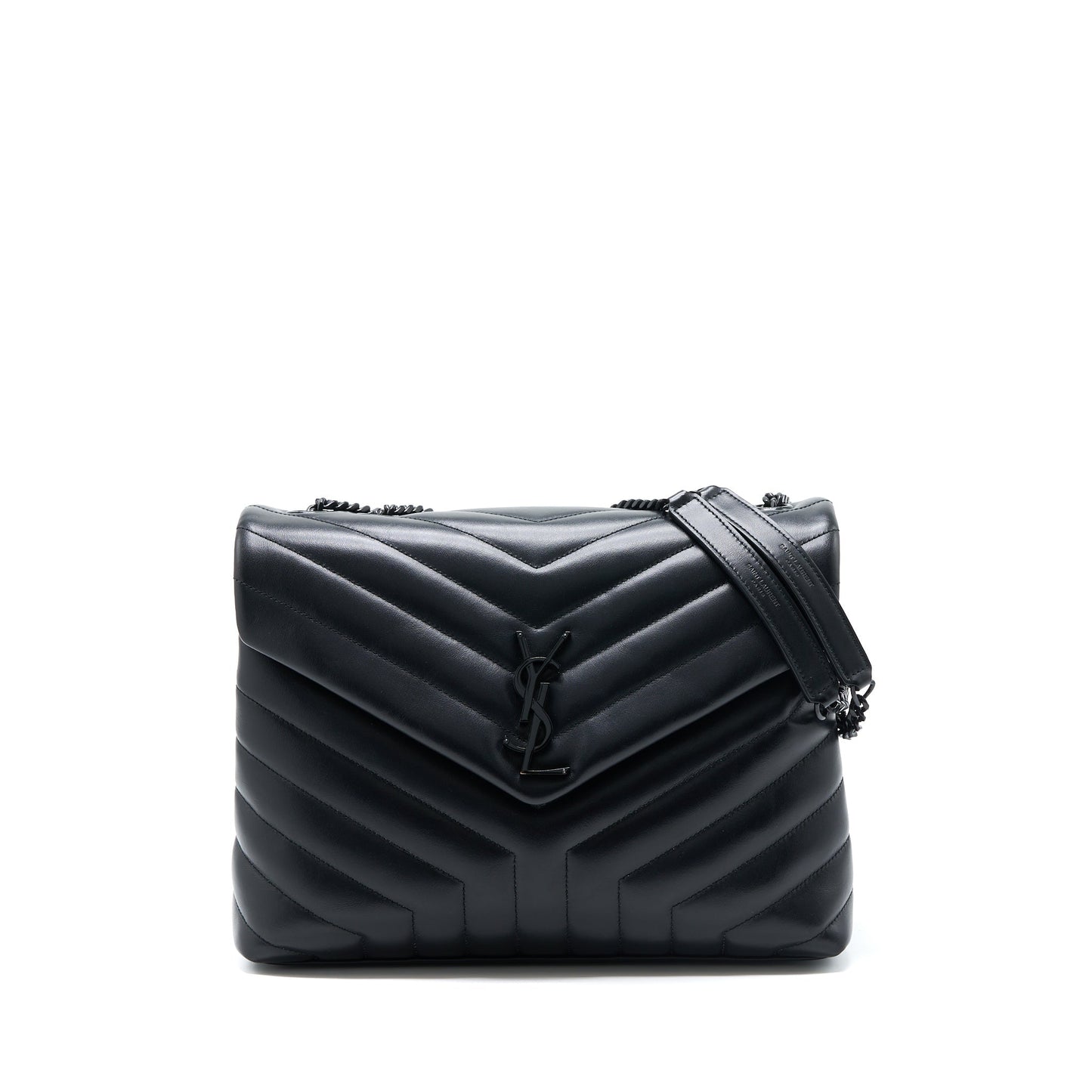 YSL Saint Laurent Loulou Purse Calfskin With Hardware Shoulder Bag Black Mini