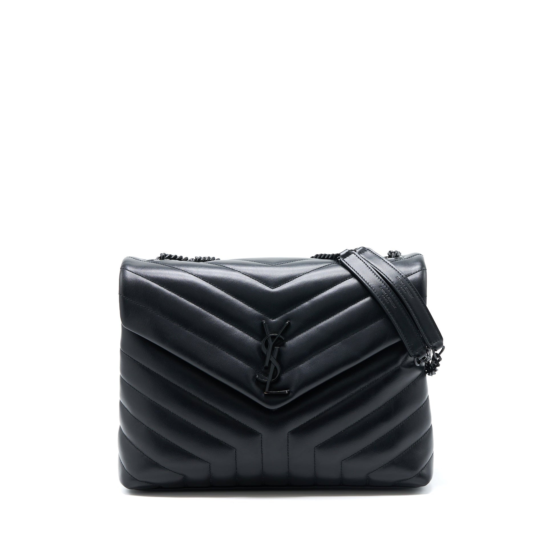 YSL Saint Laurent Loulou Purse Calfskin With Hardware Shoulder Bag Black Mini