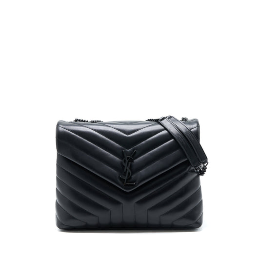 YSL Saint Laurent Loulou Purse Calfskin With Hardware Shoulder Bag Black Mini