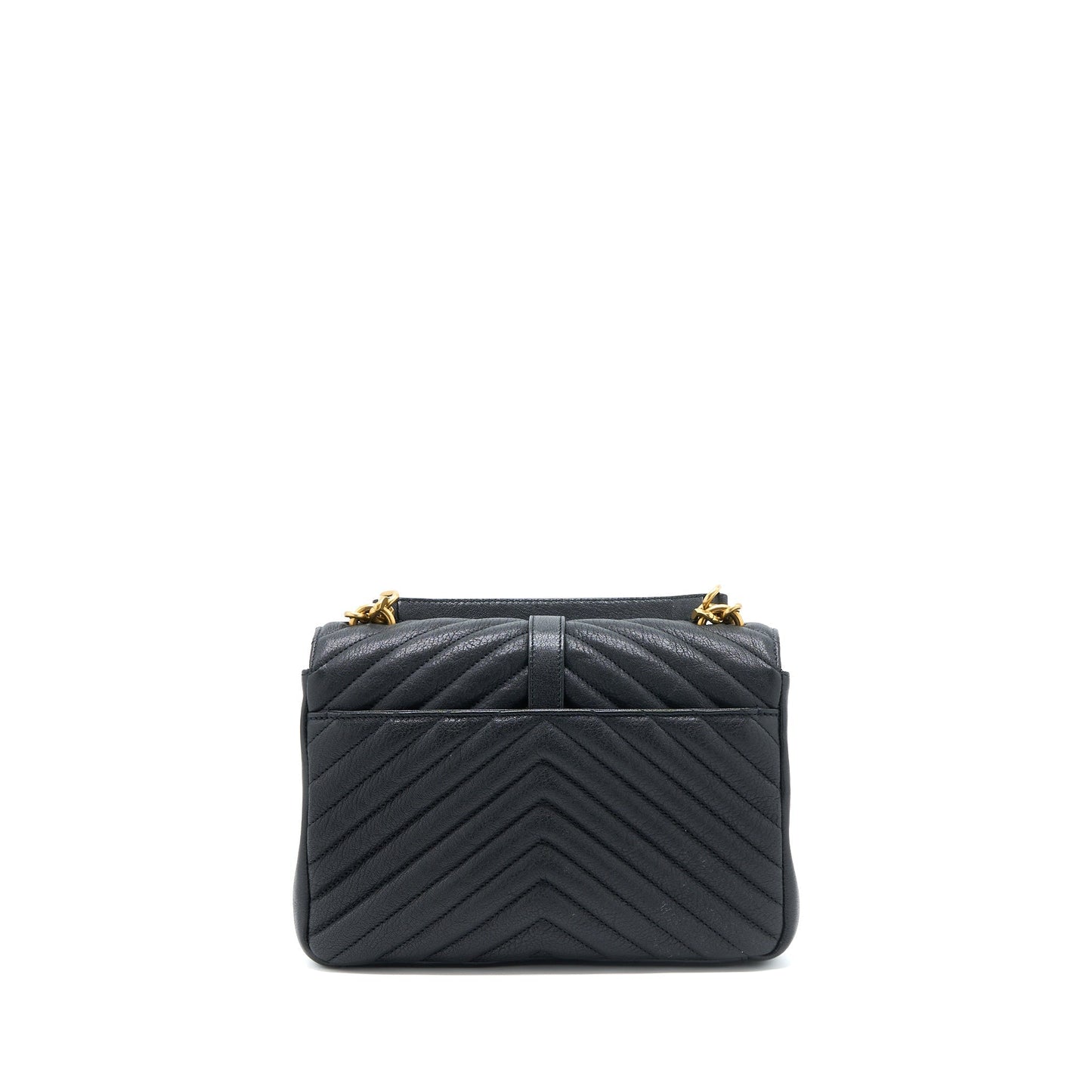 YSL Saint Laurent Saint Laurent College Purse Lambskin Brushed Travel Quilted Black Travel Bag