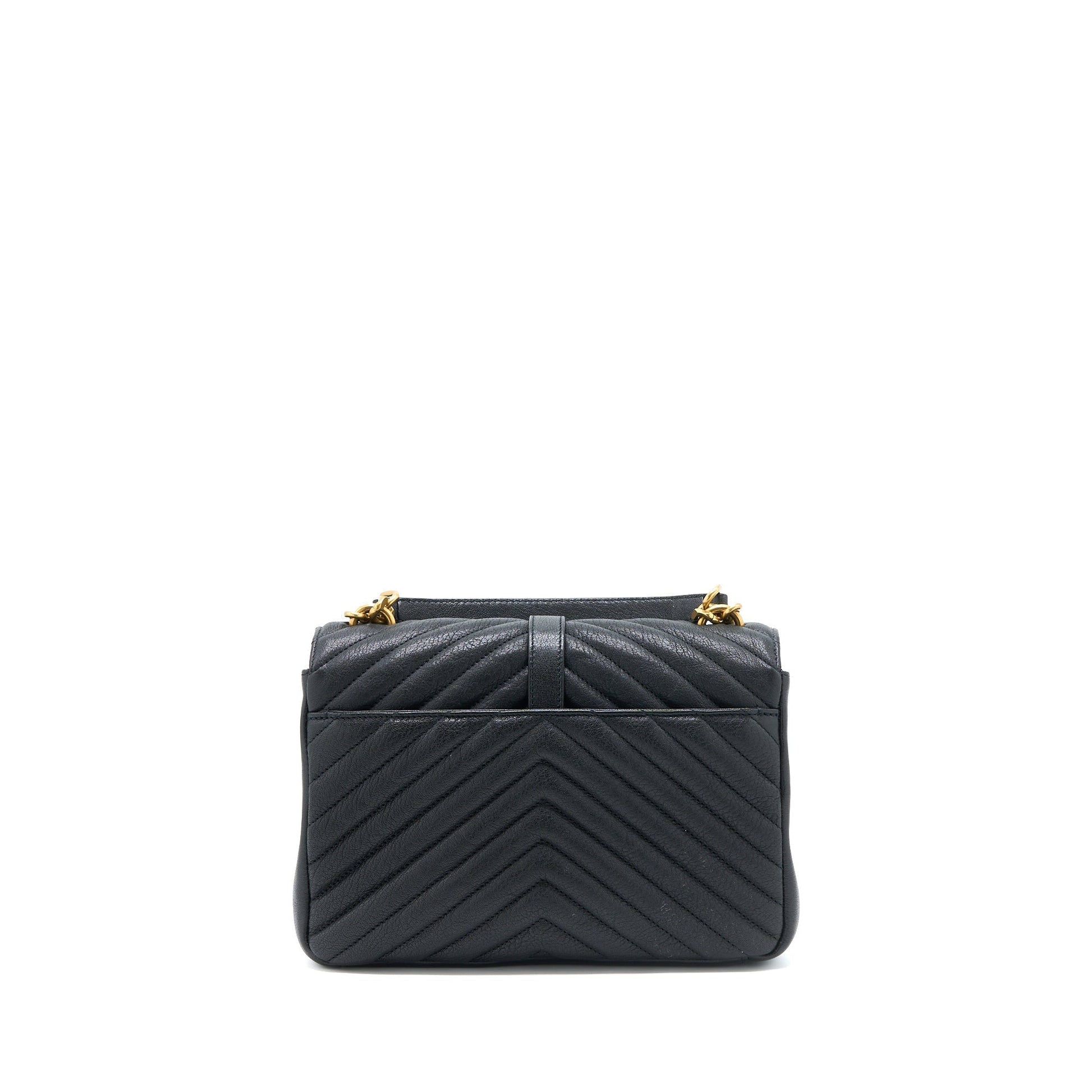 YSL Saint Laurent Saint Laurent College Purse Lambskin Brushed Travel Quilted Black Travel Bag