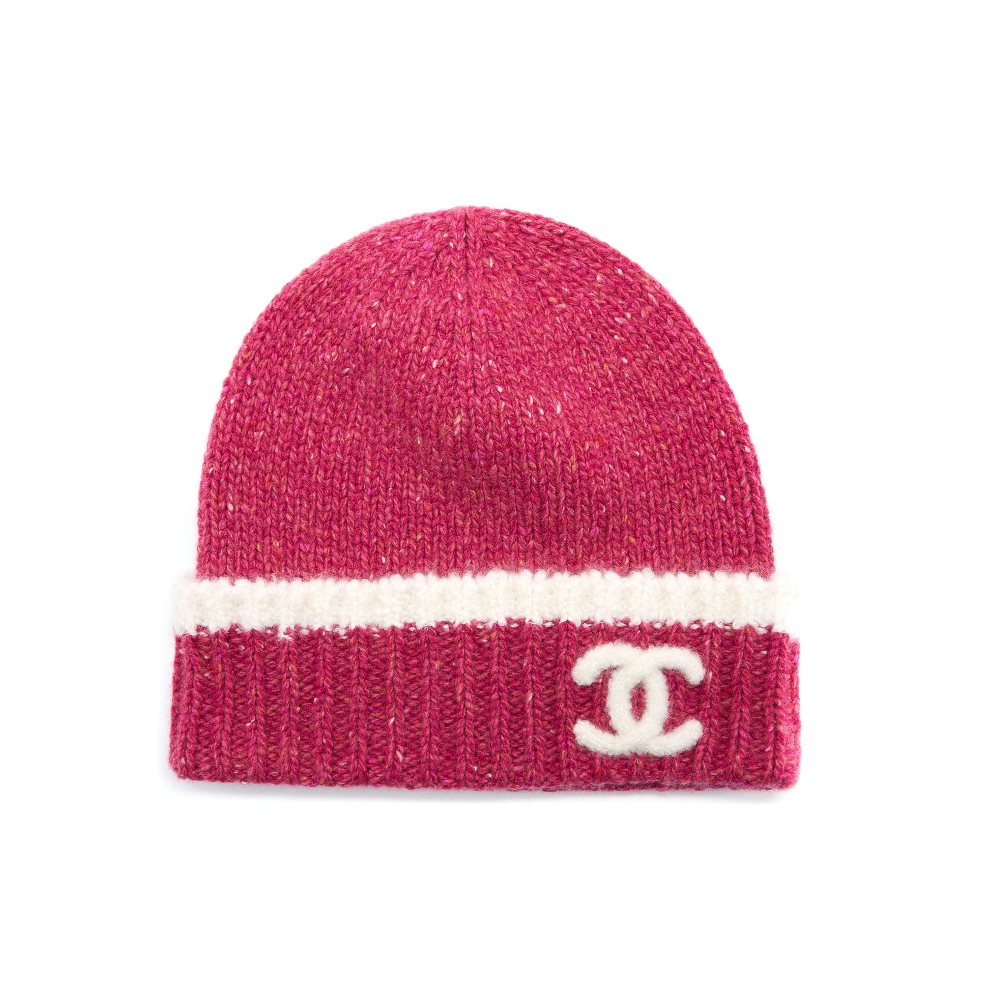 Chanel Beanie Hat Cashmere White Pink