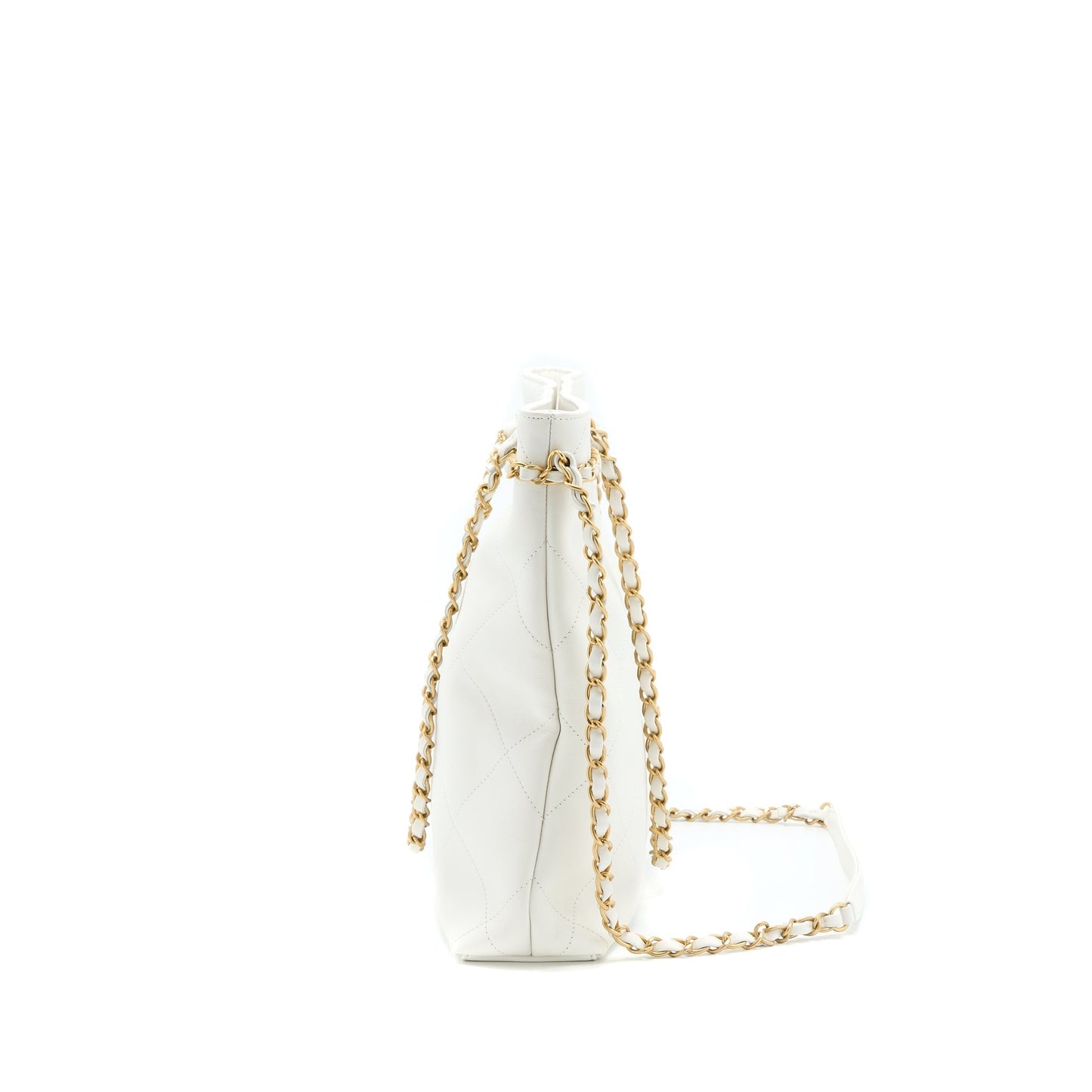 Chanel Quilted Calfskin Brushed GHW White Tote Bag
