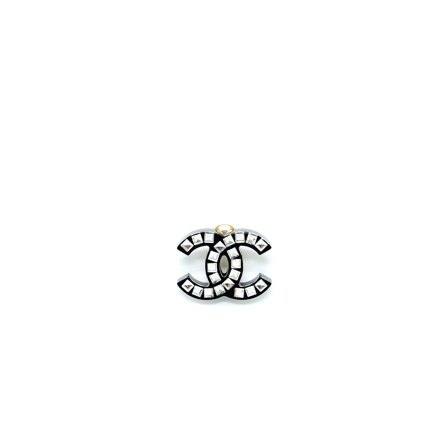 Chanel CC Logo Brooch Crystal Tone Gold Handbag