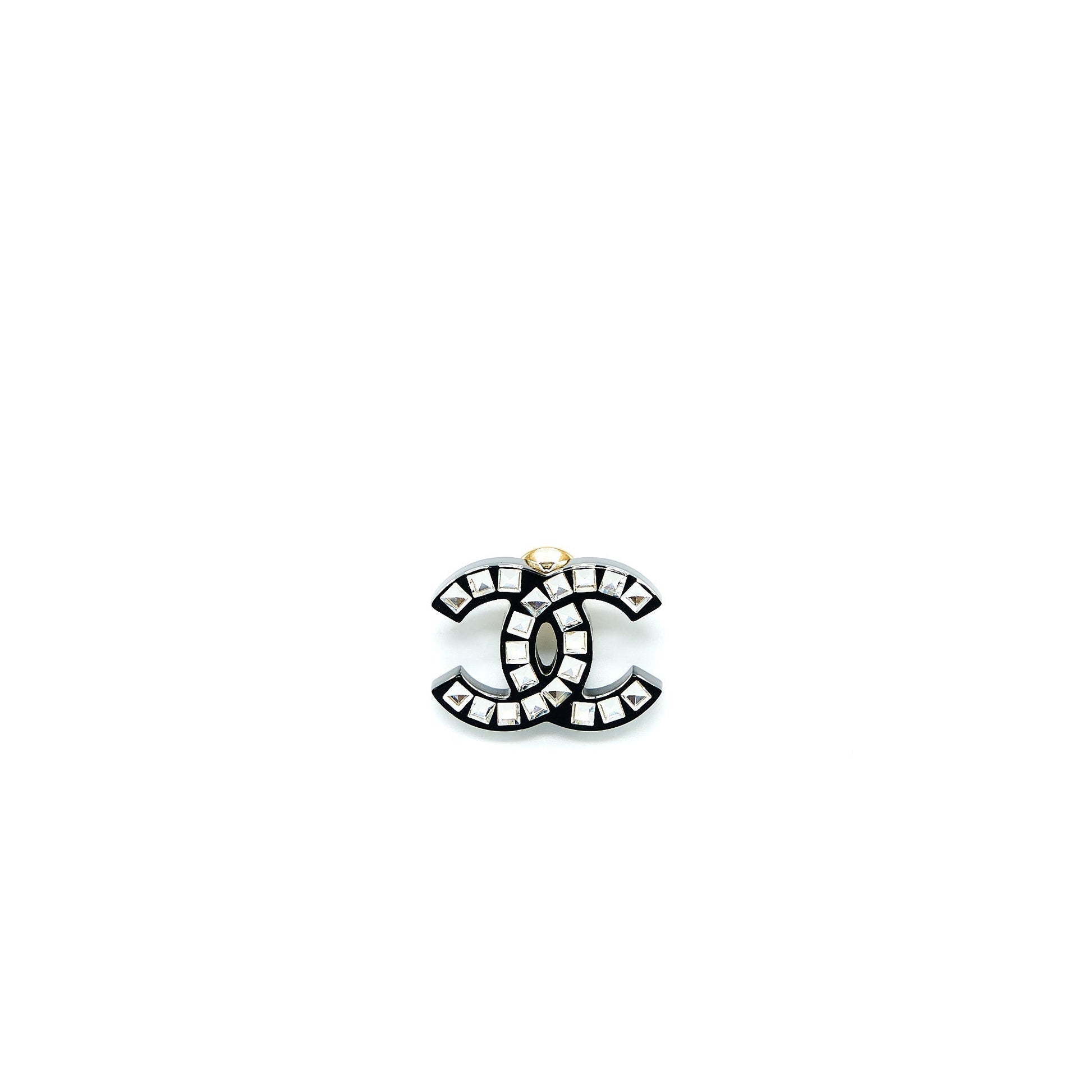Chanel CC Logo Brooch Crystal Tone Gold Handbag