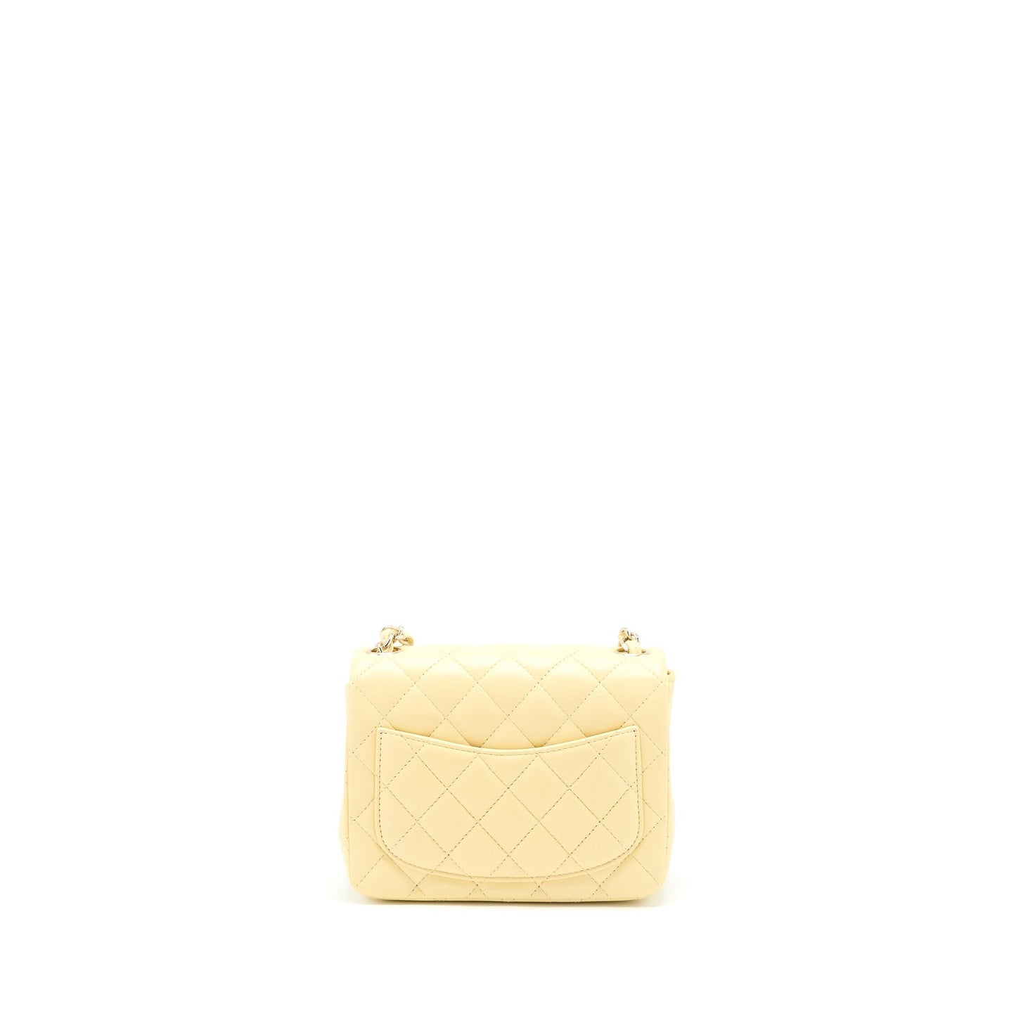 Chanel Square Flap Lambskin Light Yellow LGHW Shoulder Bag