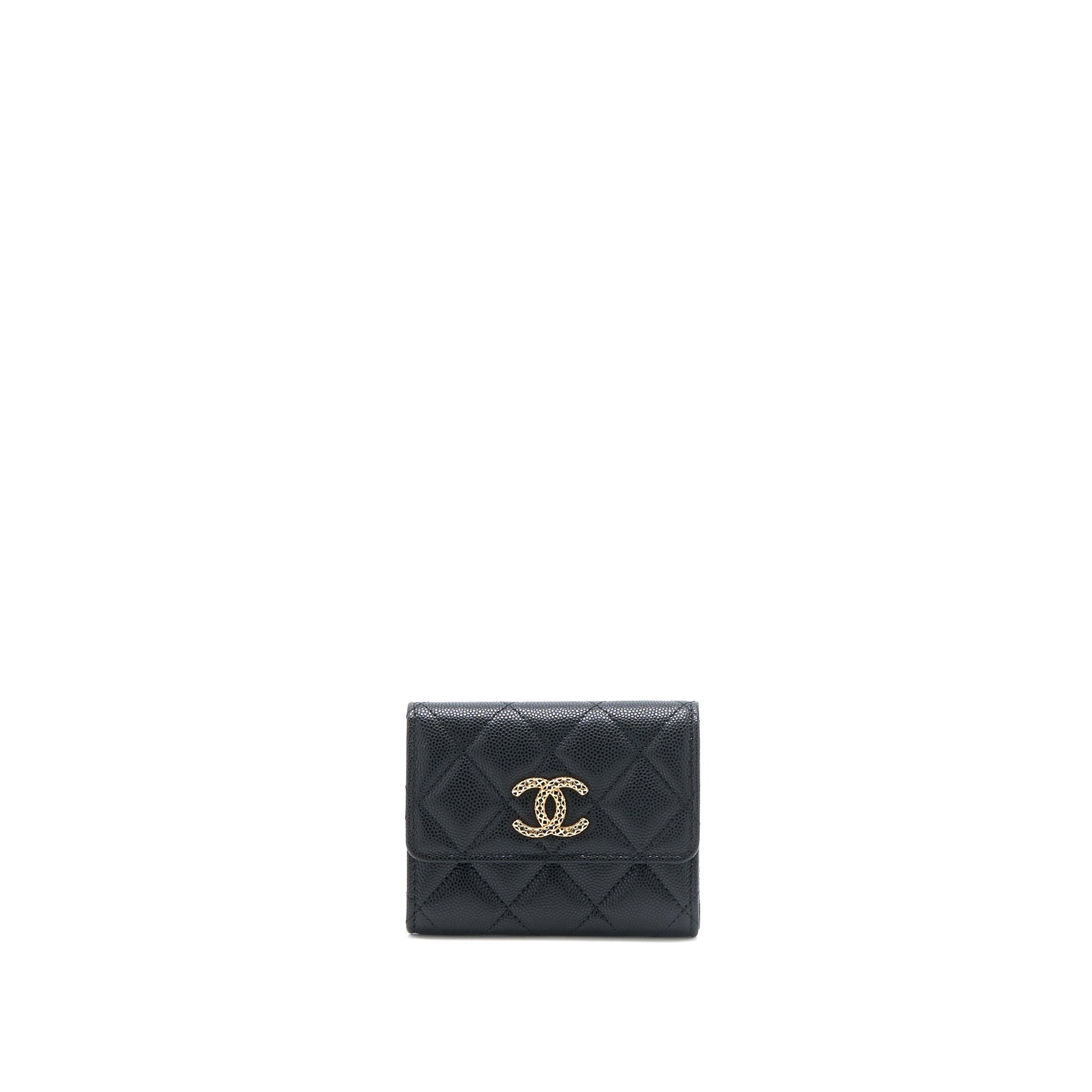 Chanel 23P Detailed CC logo Flap Card Black Wallet Case