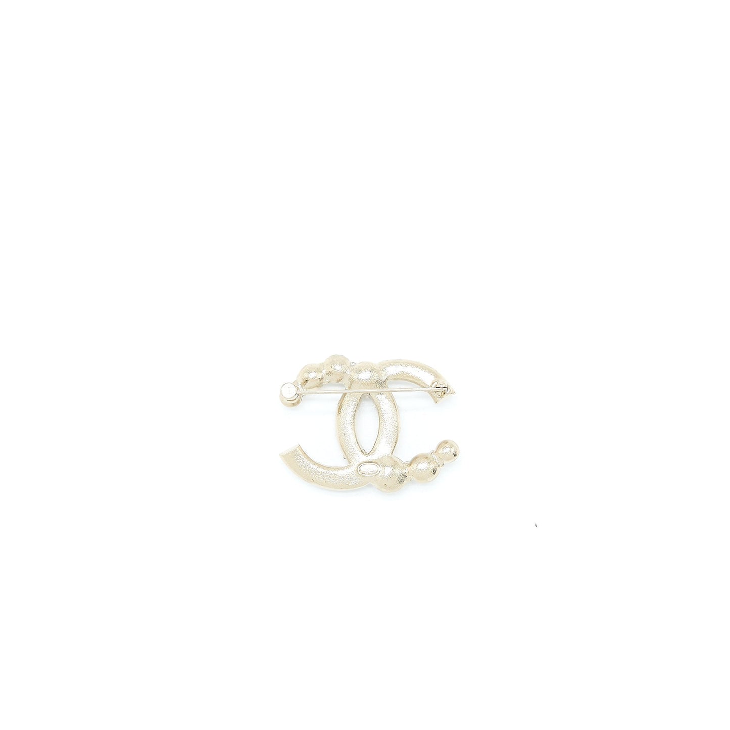 Chanel CC Logo Brooch Crystal Pearl Light Gold Handbag