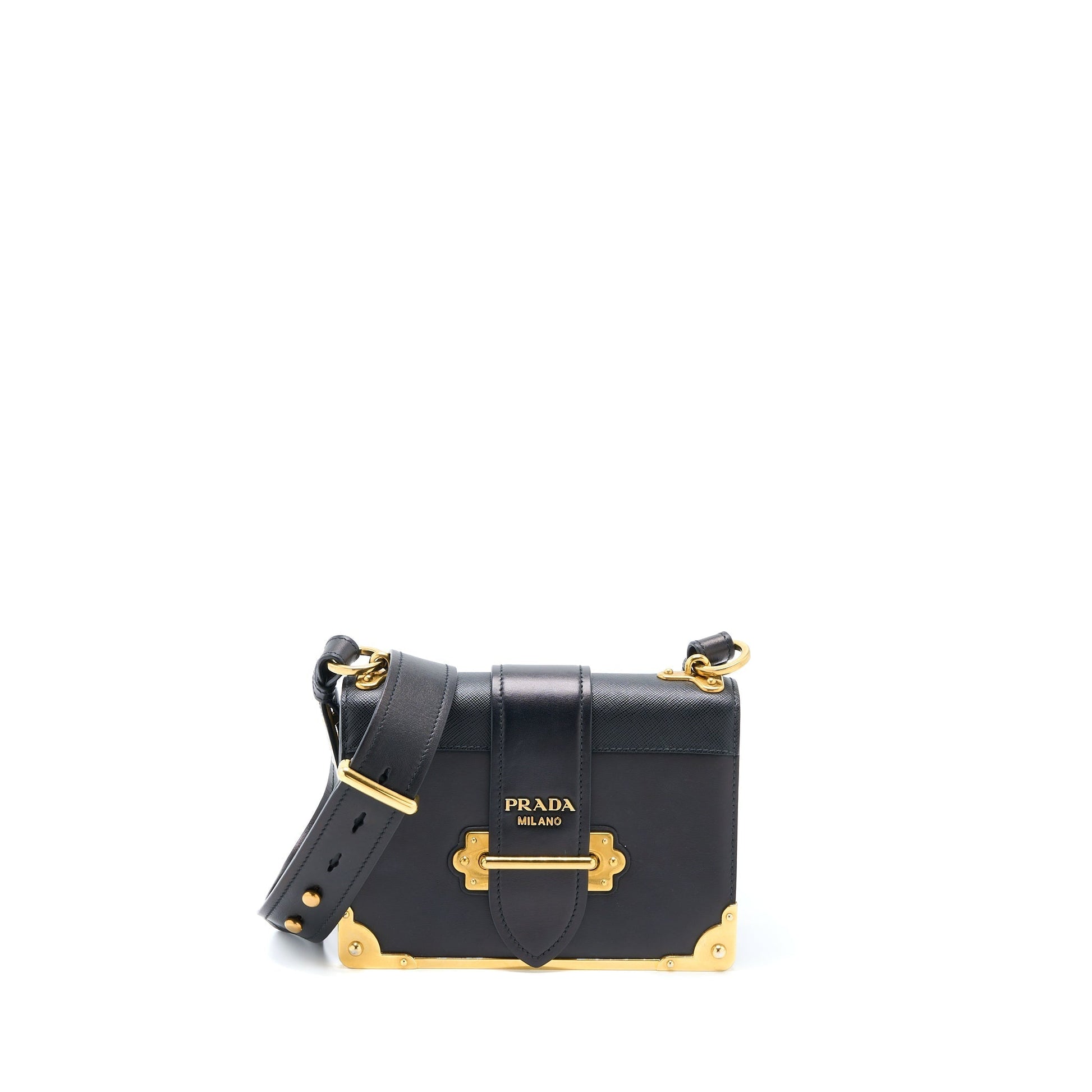 Prada Cahier Crossbody Purse Handbag Leather Black Crossbody Bag
