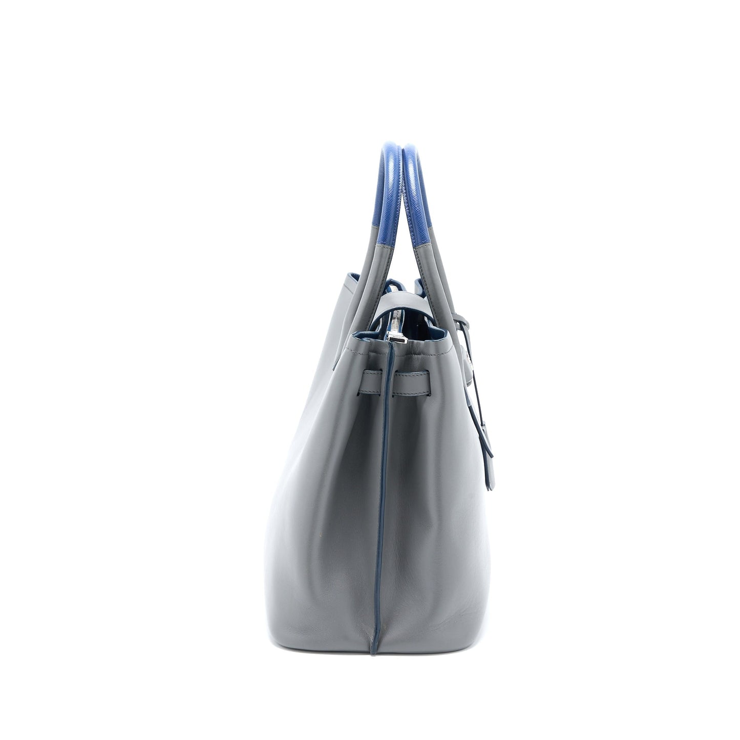 Prada Shopping Tote Purse Soft Calfskin Grey Handbag Tote Bag