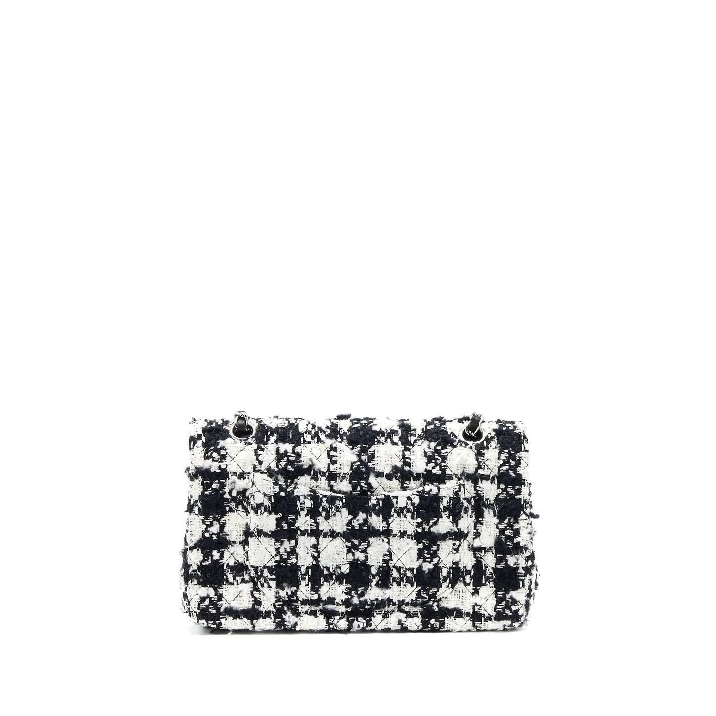 Chanel Classic Flap Tweed SHW Black White Shoulder Bag